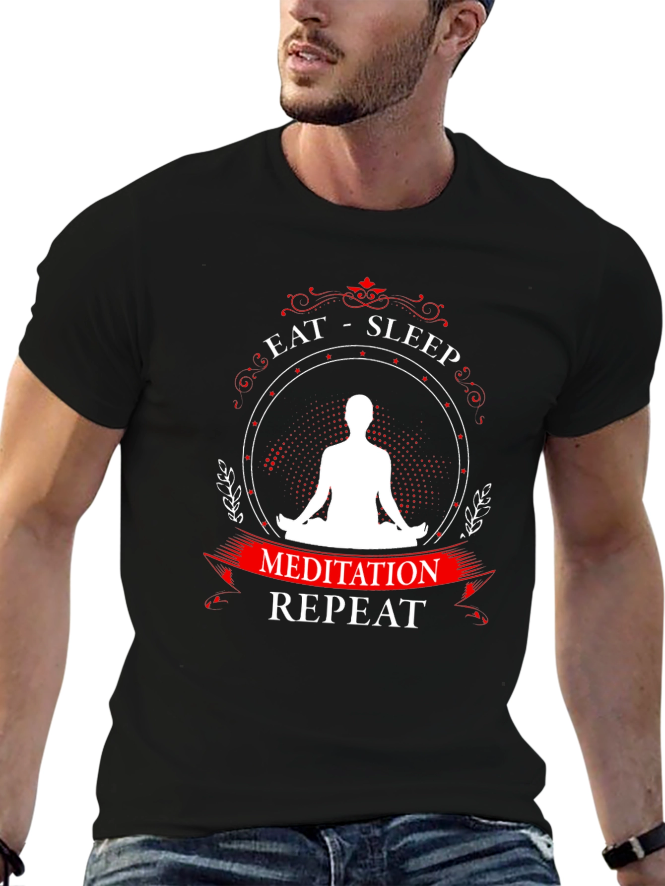 Eat Sleep Meditation Repeat Graphic T-Shirt