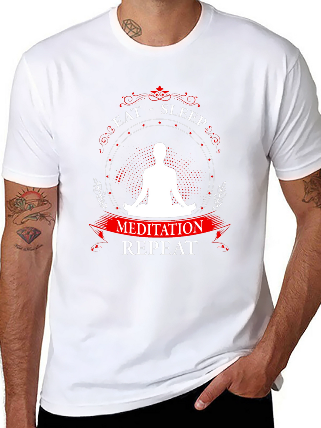 Eat Sleep Meditation Repeat Graphic T-Shirt