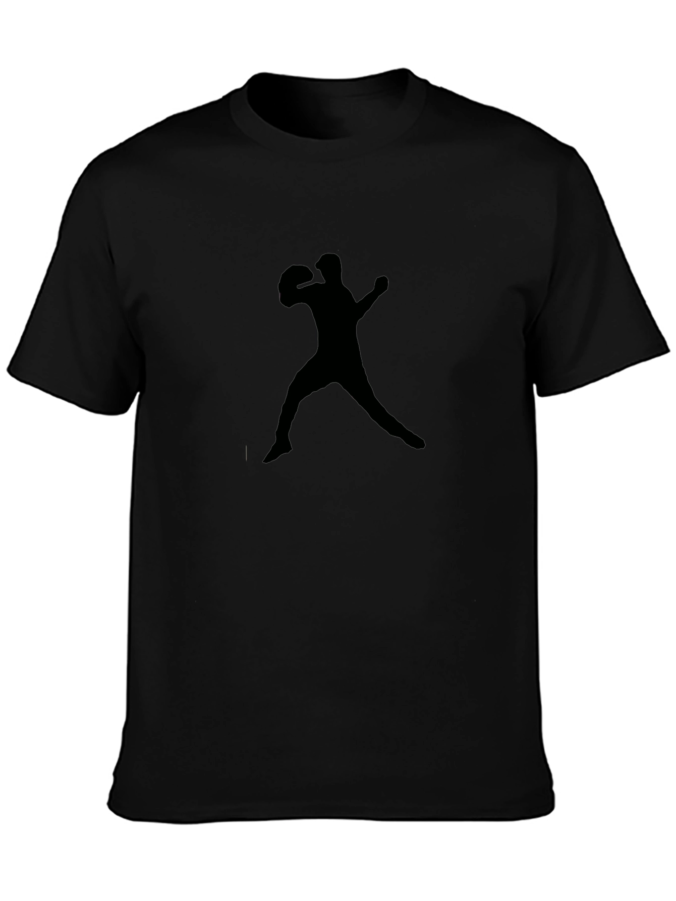 Black Baseball Player Silhouette Graphic Tee