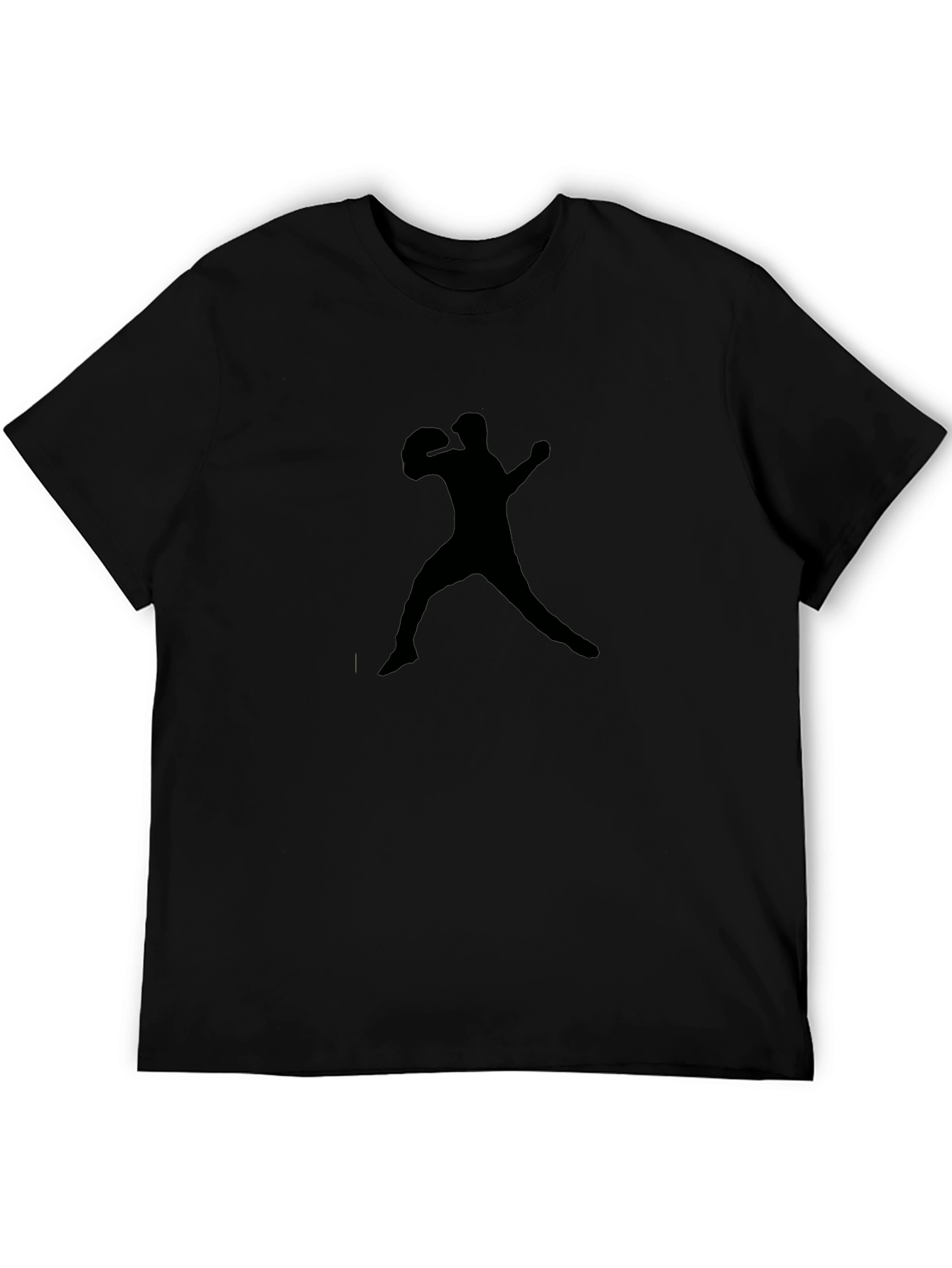 Black Baseball Player Silhouette Graphic Tee