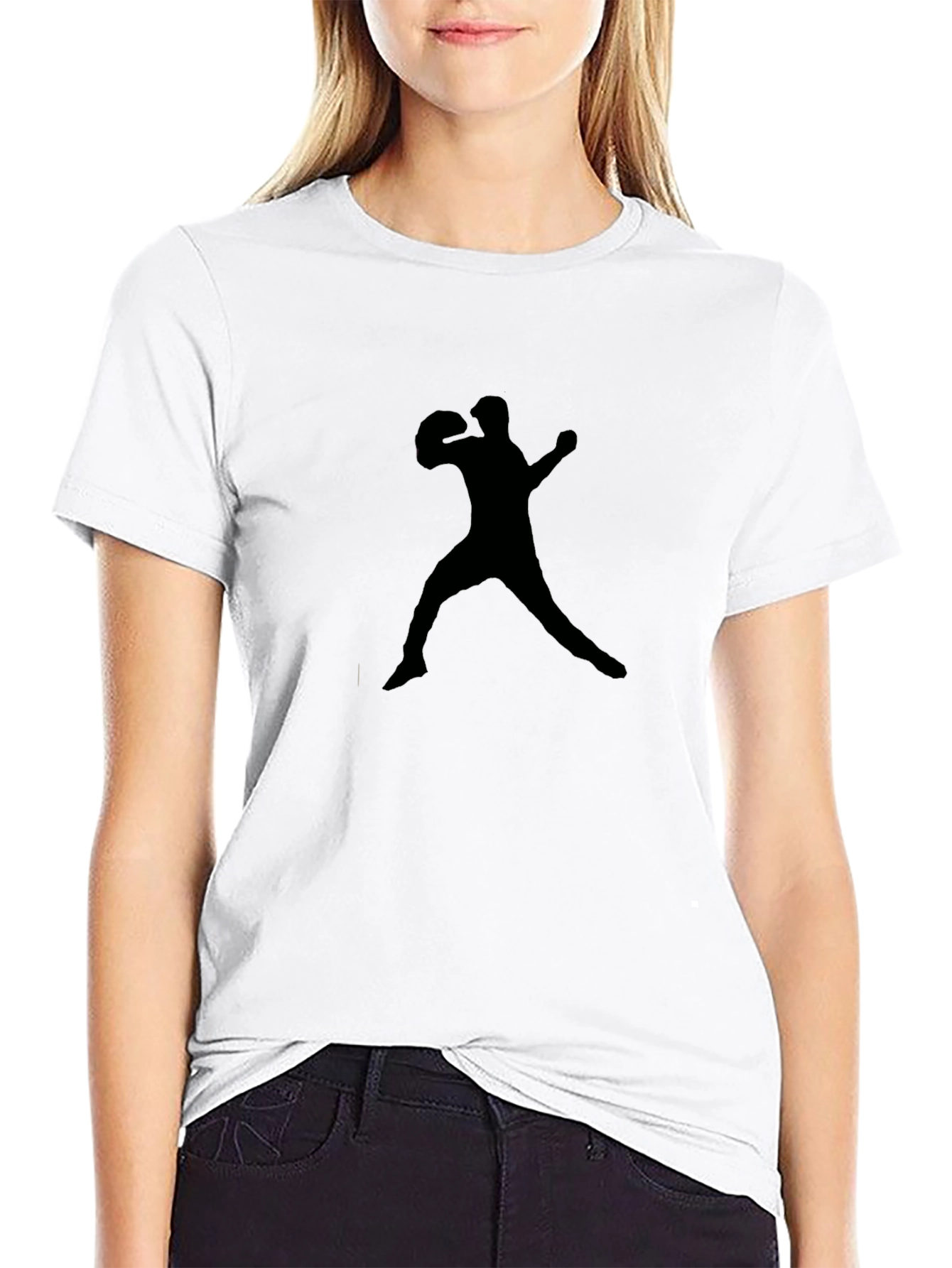 Black Baseball Player Silhouette Graphic Tee