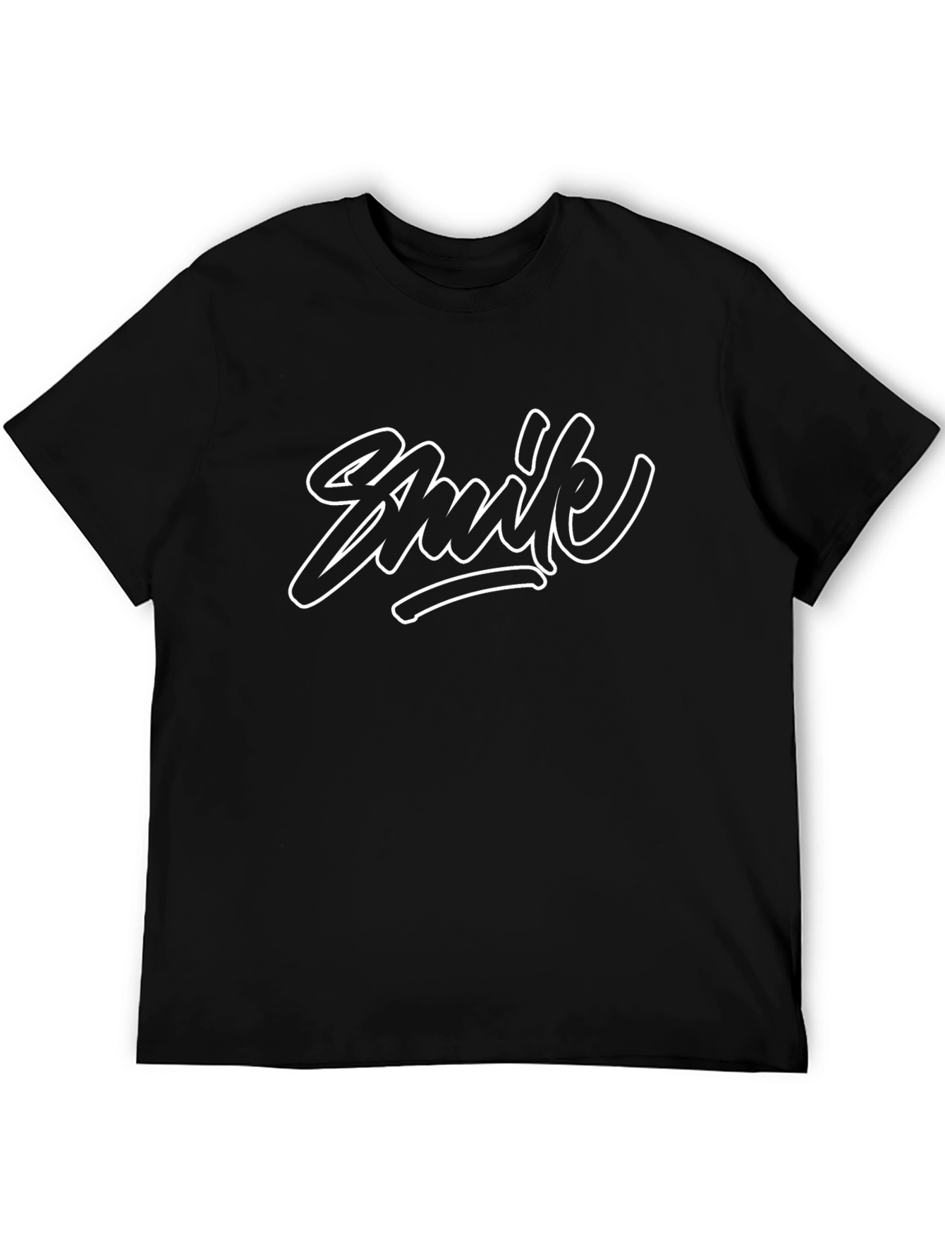 Stylish Black T-Shirt with Unique White Graphic Print