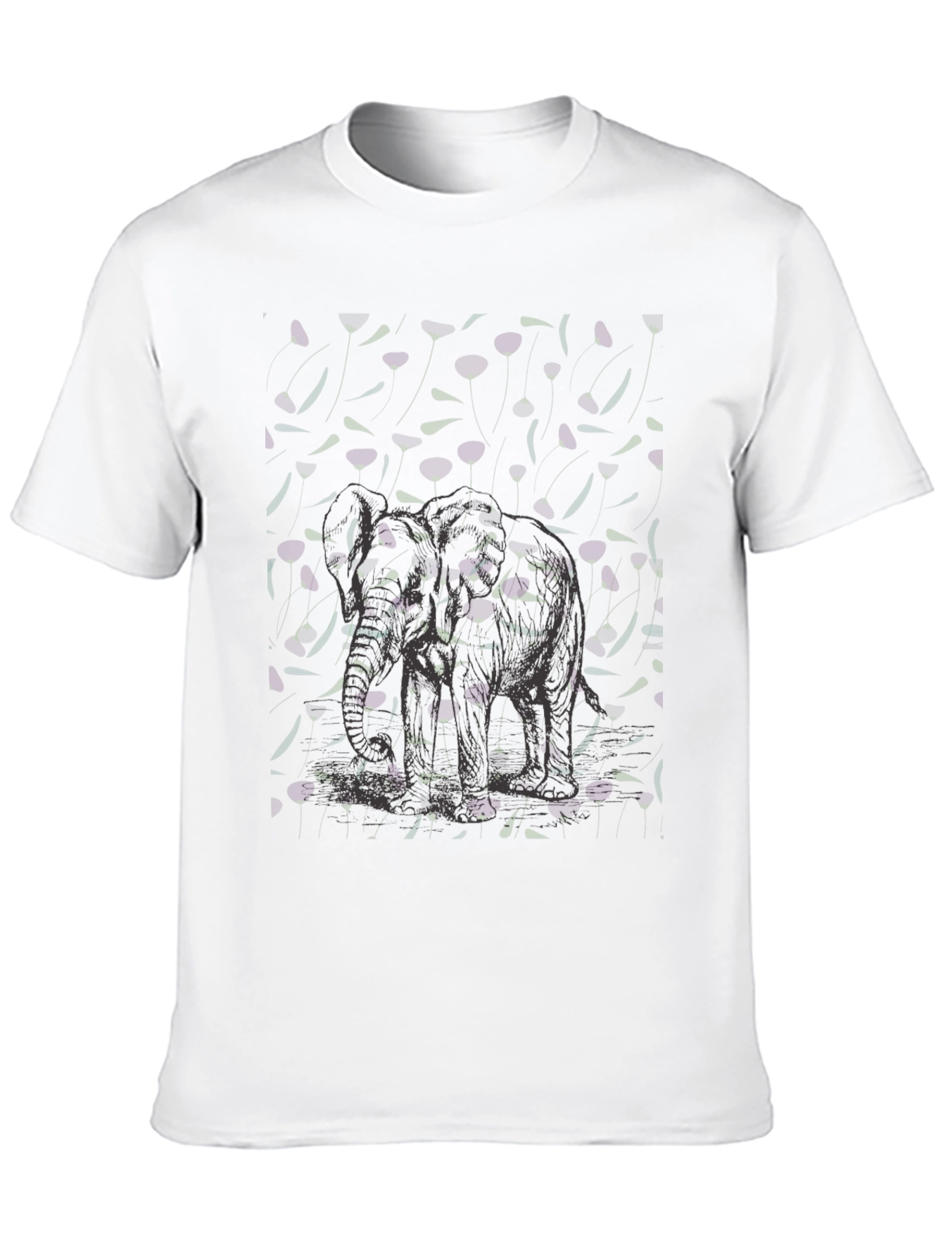 Elephant Floral Graphic Tee - Mens Black T-Shirt