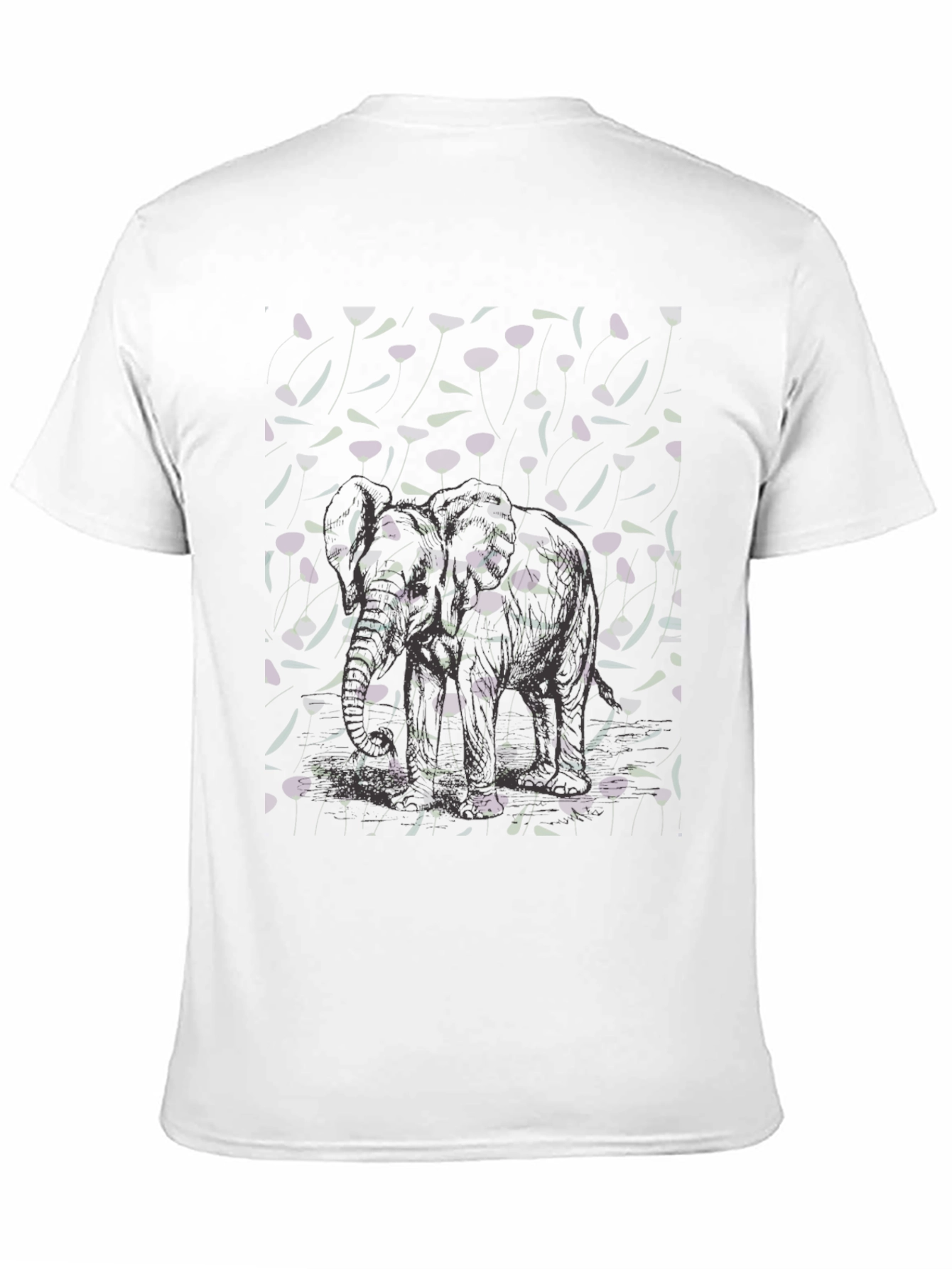 Elephant Floral Graphic Tee - Mens Black T-Shirt