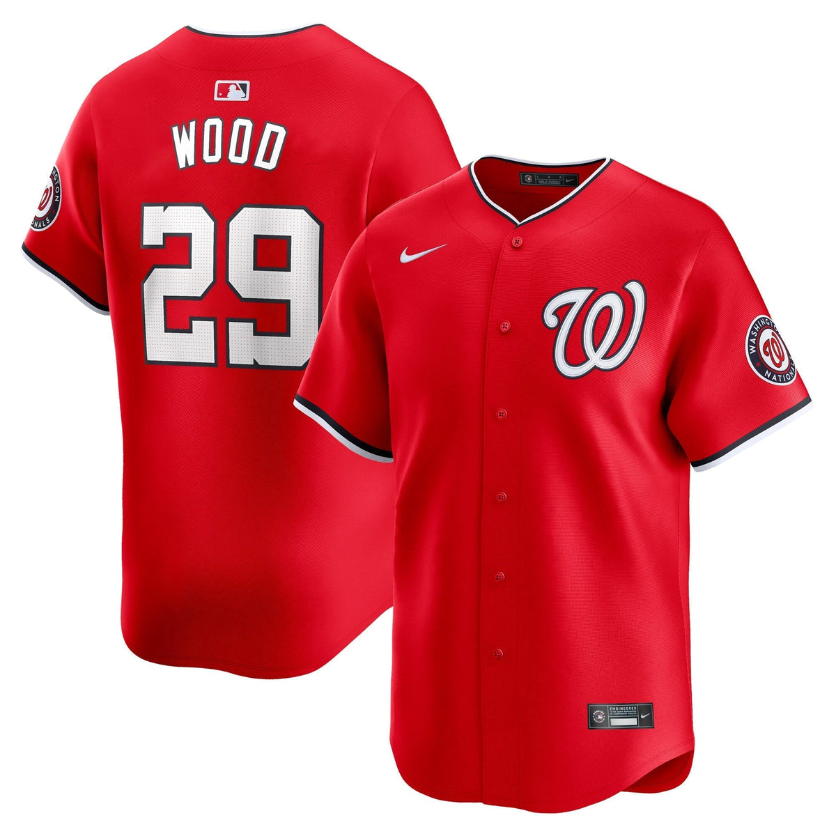 #29 James Wood Washington Nationals Alternate Jersey - Red
