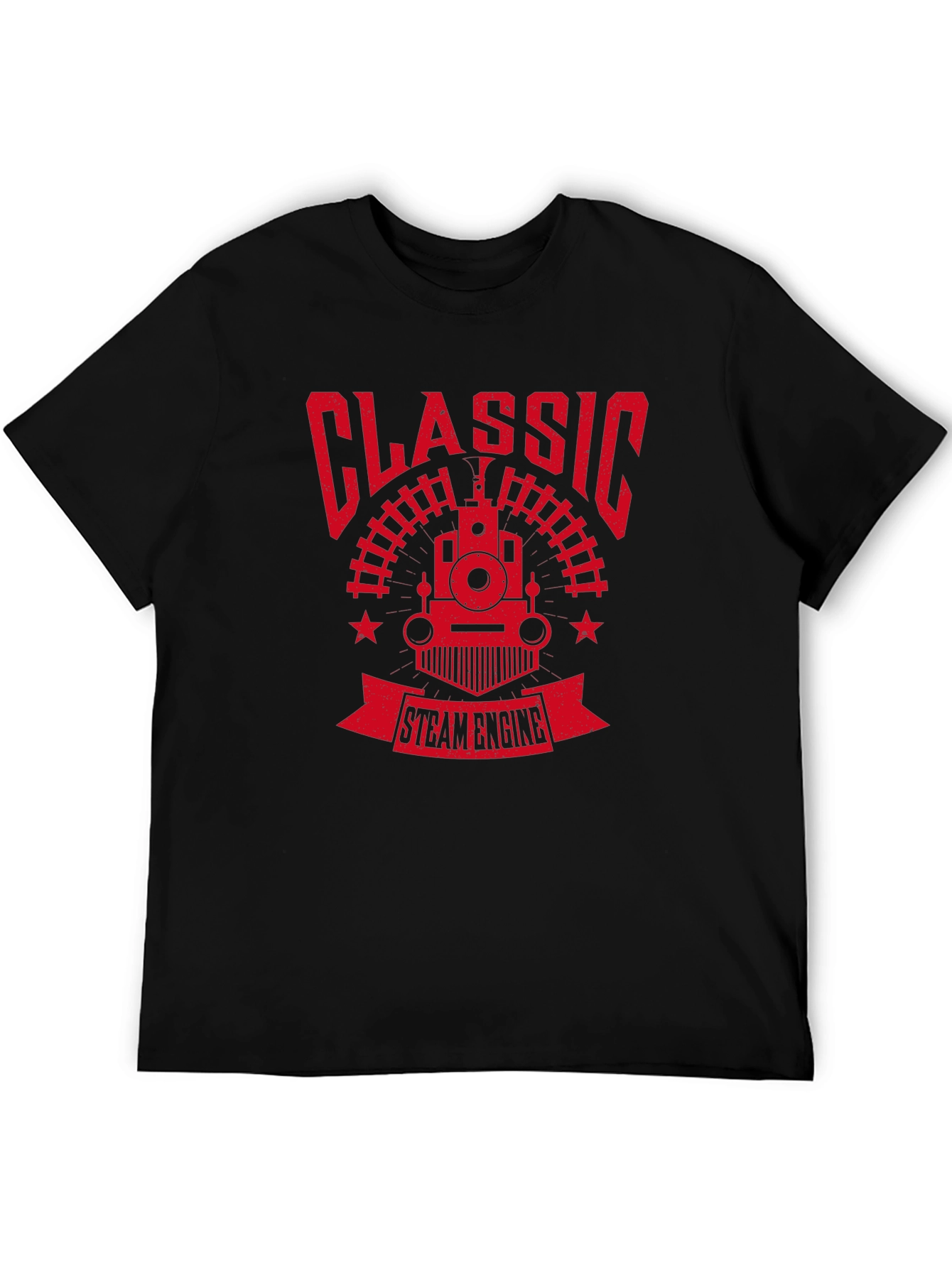 Classic Steam Engine Graphic Tee - Retro Train Shirt