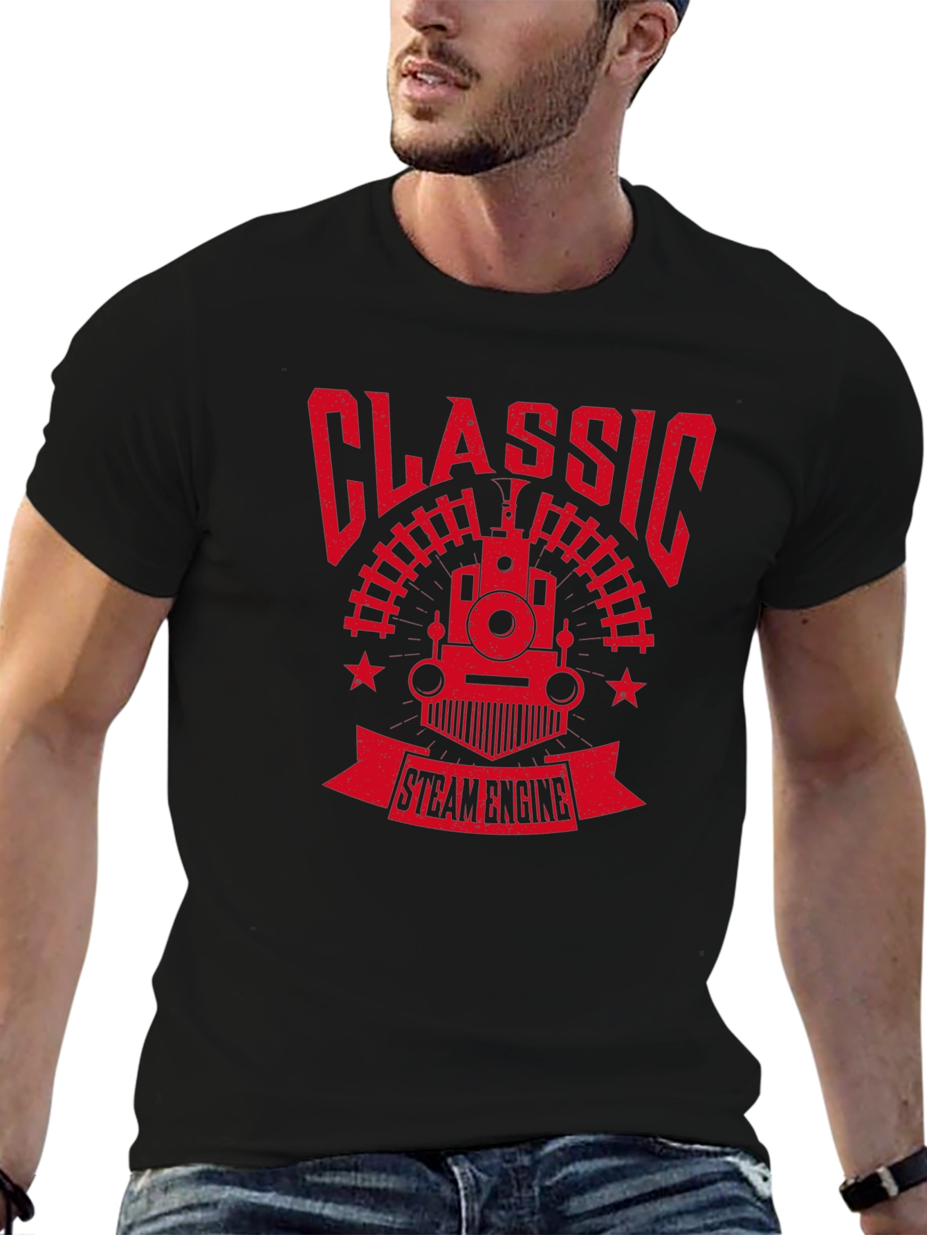 Classic Steam Engine Graphic Tee - Retro Train Shirt