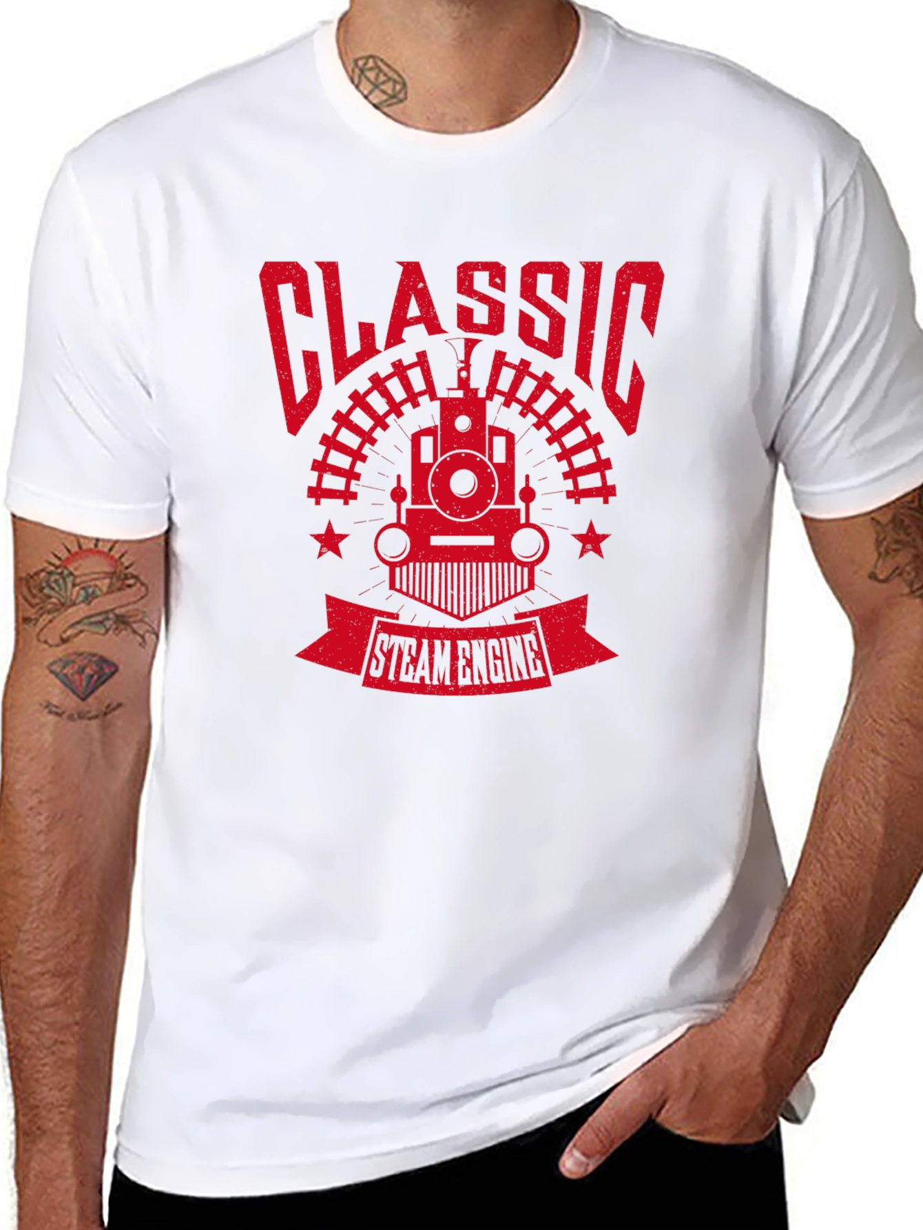 Classic Steam Engine Graphic Tee - Retro Train Shirt