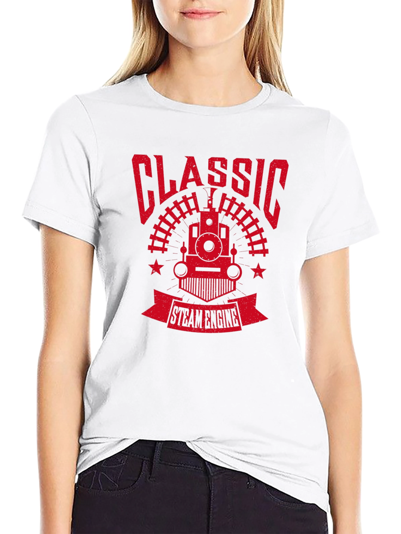 Classic Steam Engine Graphic Tee - Retro Train Shirt
