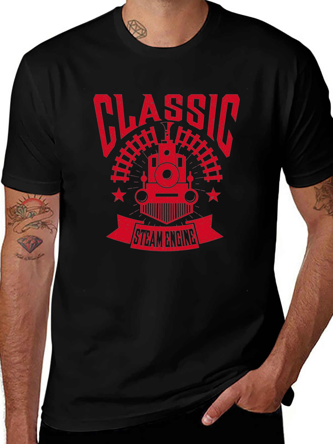 Classic Steam Engine Graphic Tee - Retro Train Shirt