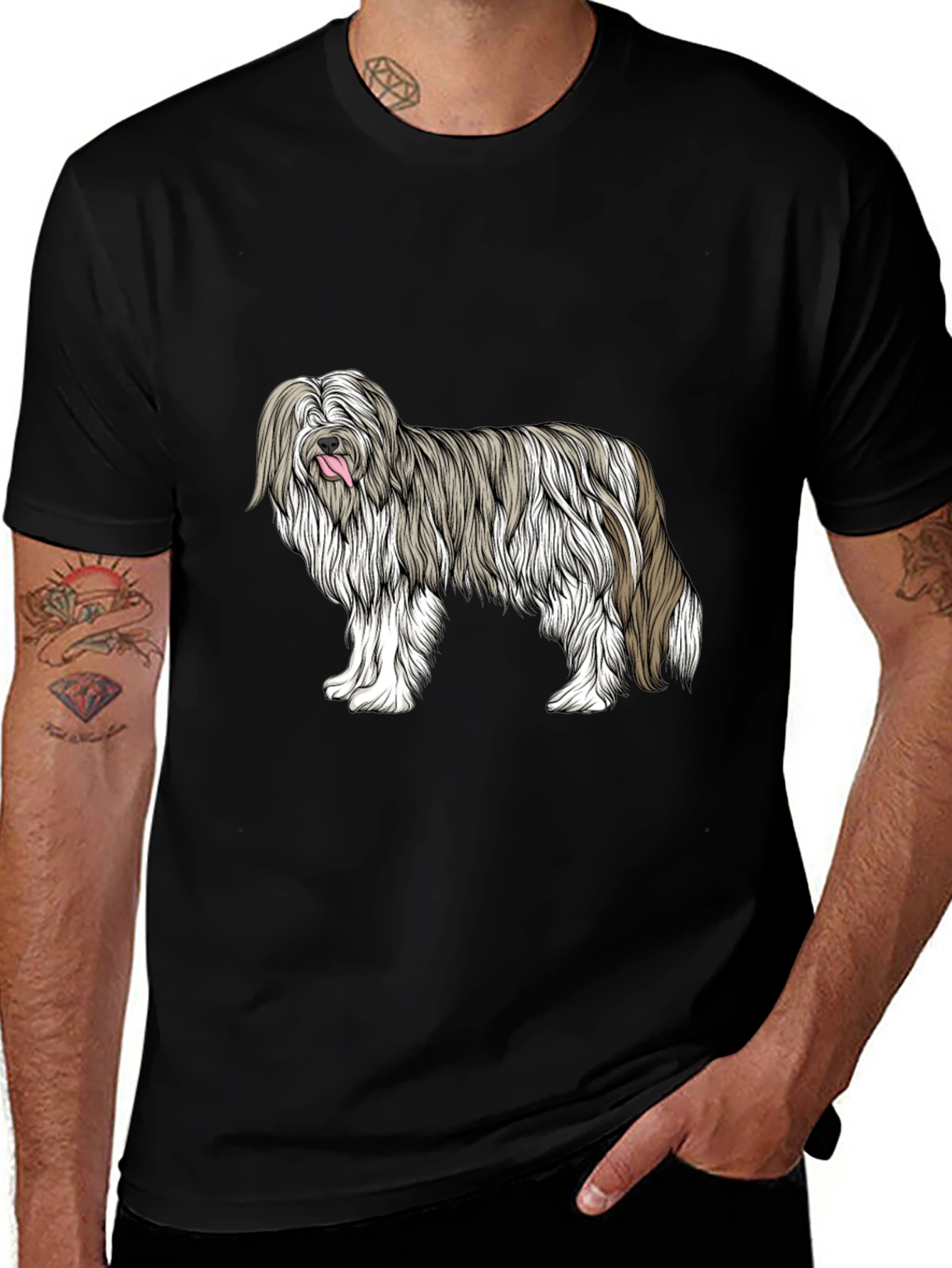 Cool Dog Breed Graphic Tee - Black Cotton Blend