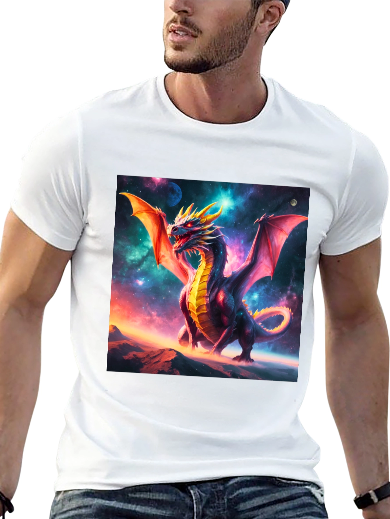 Dragon Graphic Tee - Black Cotton Blend T-Shirt