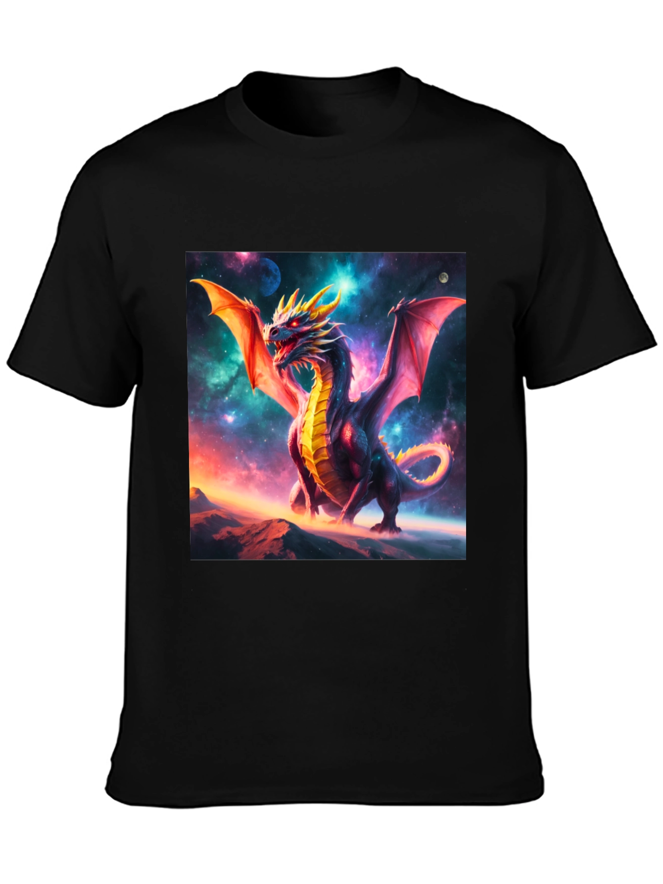 Dragon Graphic Tee - Black Cotton Blend T-Shirt