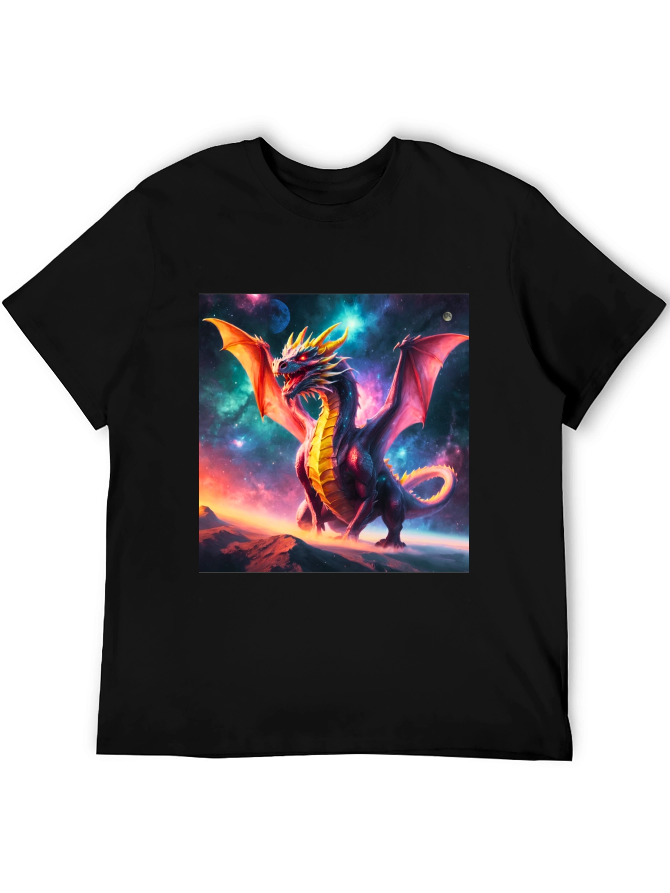 Dragon Graphic Tee - Black Cotton Blend T-Shirt