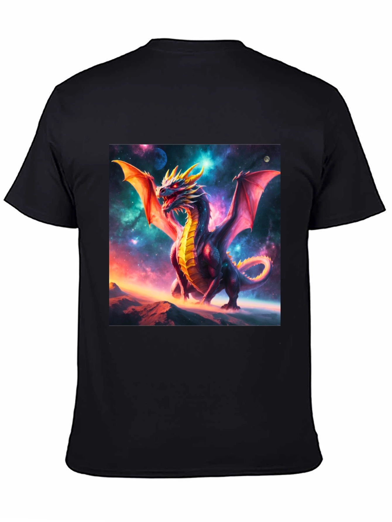 Dragon Graphic Tee - Black Cotton Blend T-Shirt