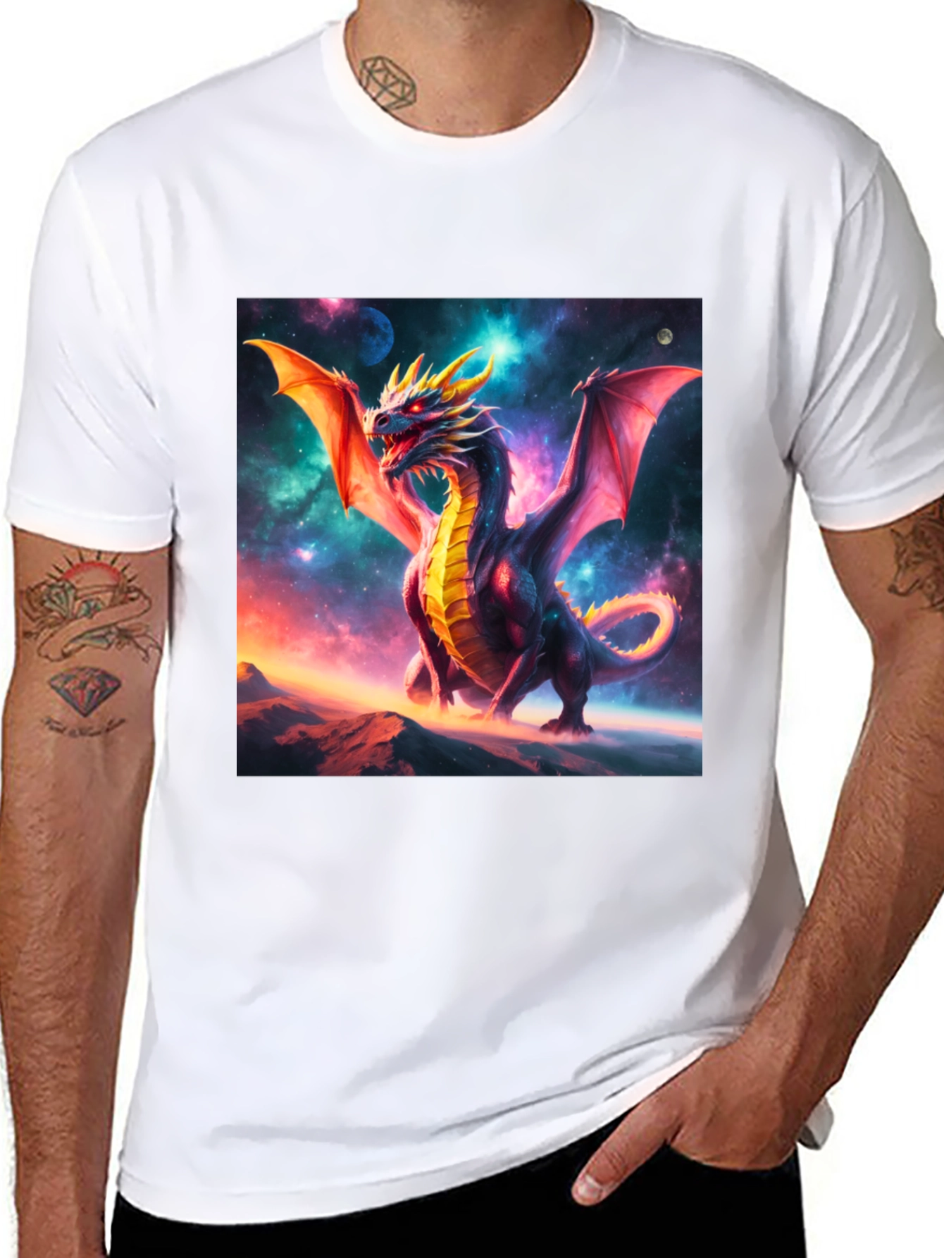 Dragon Graphic Tee - Black Cotton Blend T-Shirt