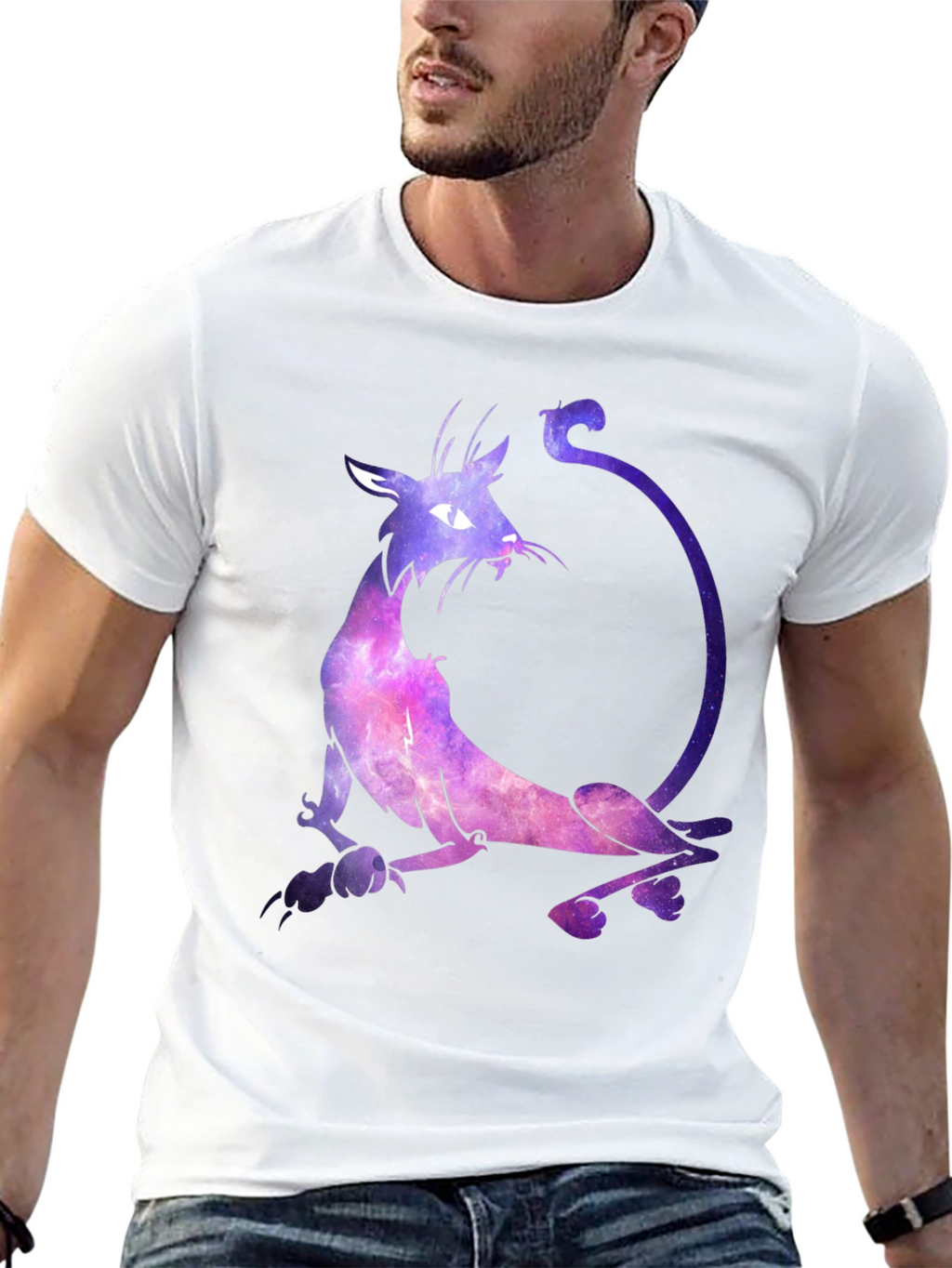 Cosmic Cat Graphic Black T-Shirt