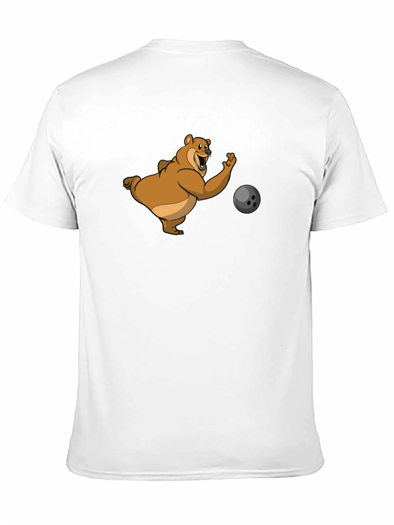 Bowling Bear Graphic Tee - Black Cotton T-Shirt