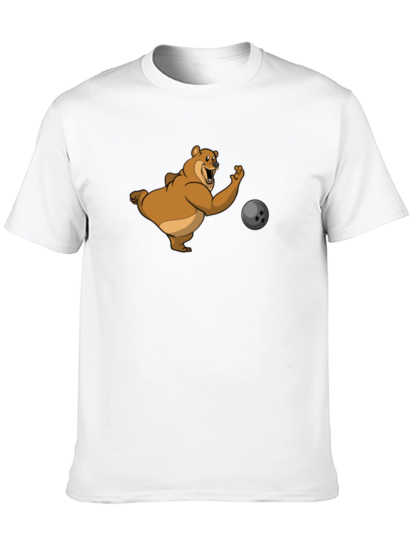 Bowling Bear Graphic Tee - Black Cotton T-Shirt