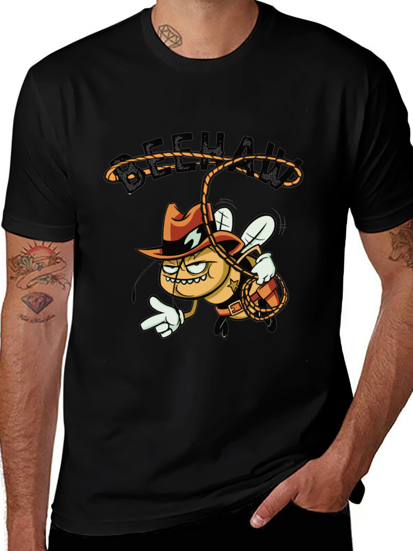 Beehaw Cowboy Cartoon Graphic Tee