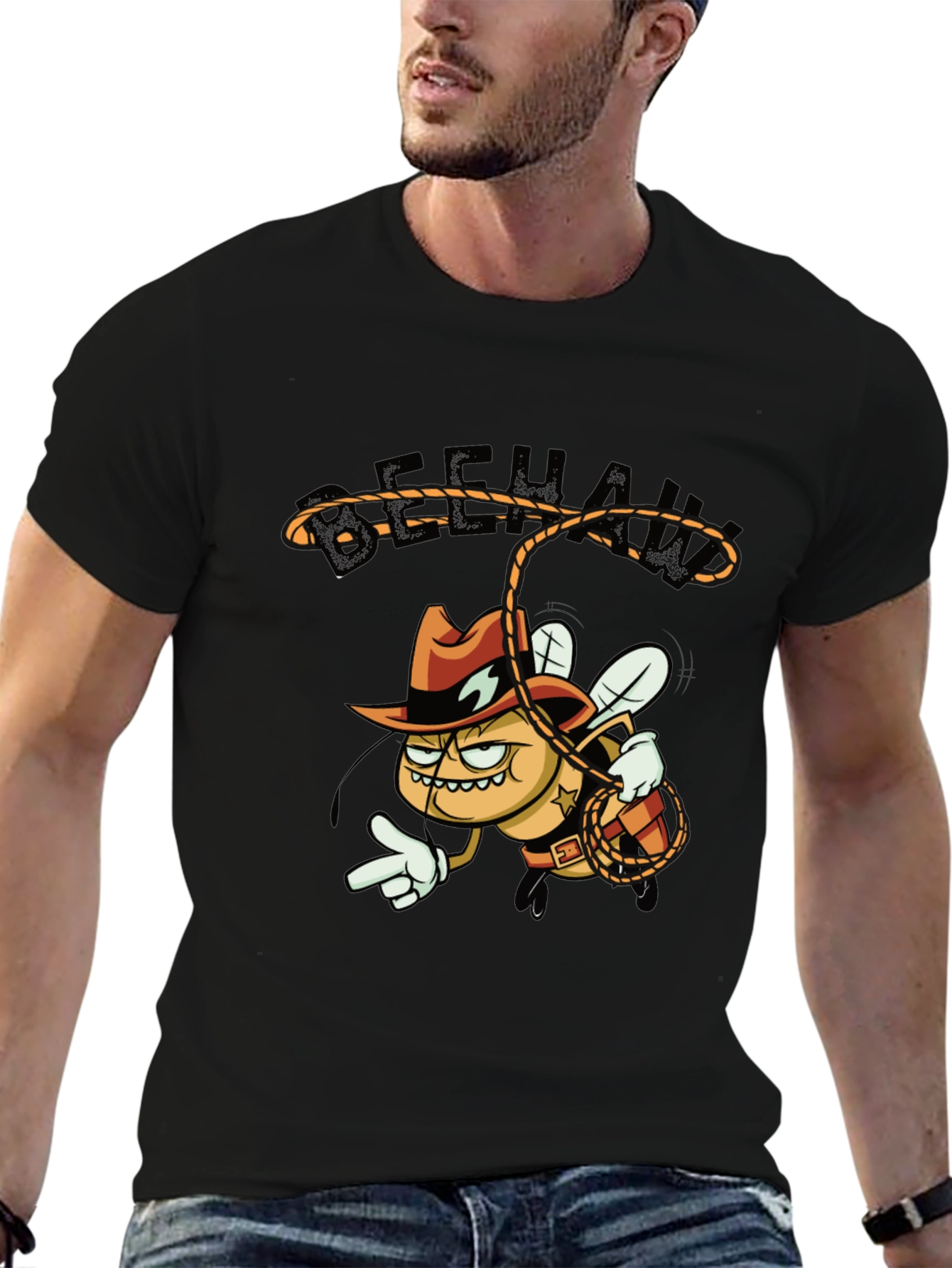 Beehaw Cowboy Cartoon Graphic Tee