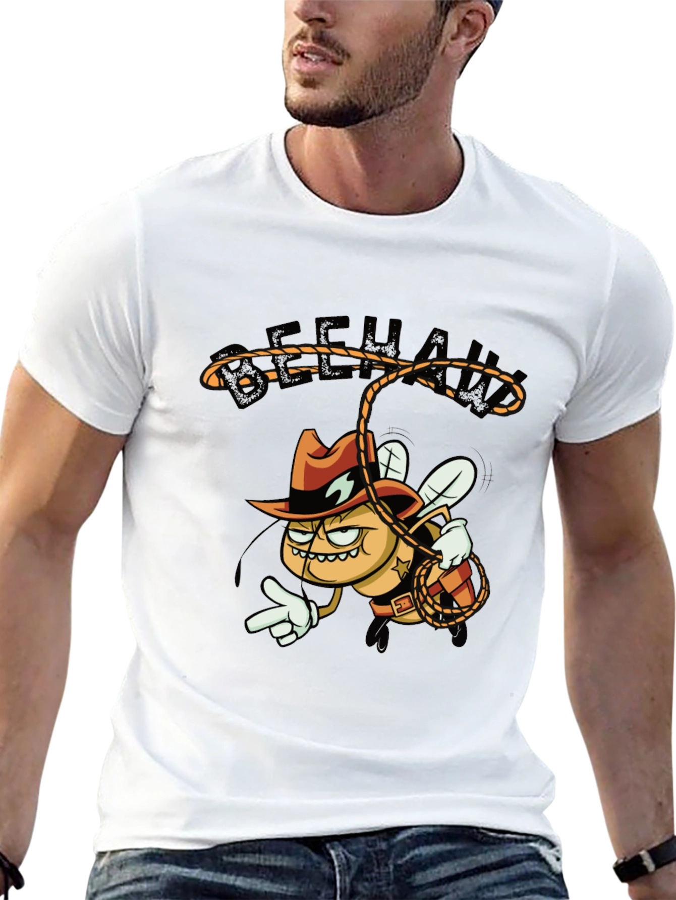 Beehaw Cowboy Cartoon Graphic Tee