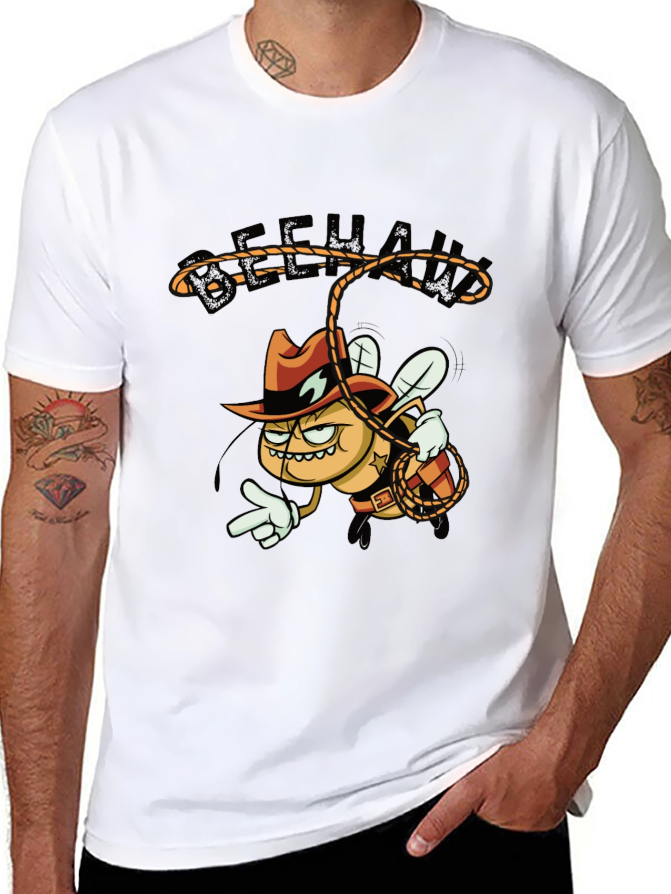 Beehaw Cowboy Cartoon Graphic Tee