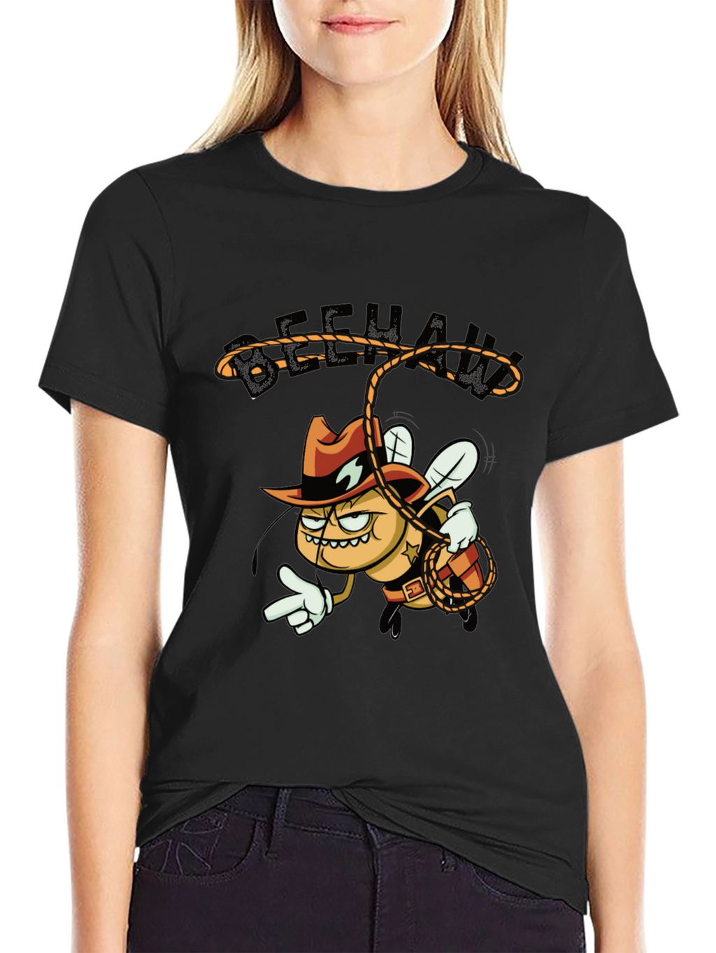 Beehaw Cowboy Cartoon Graphic Tee