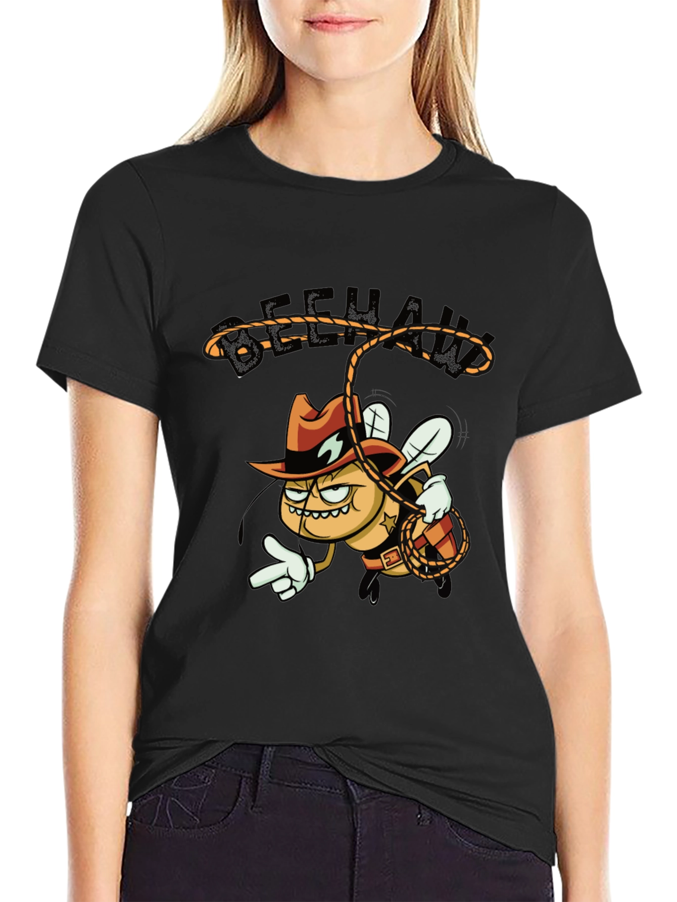 Beehaw Cowboy Cartoon Graphic Tee