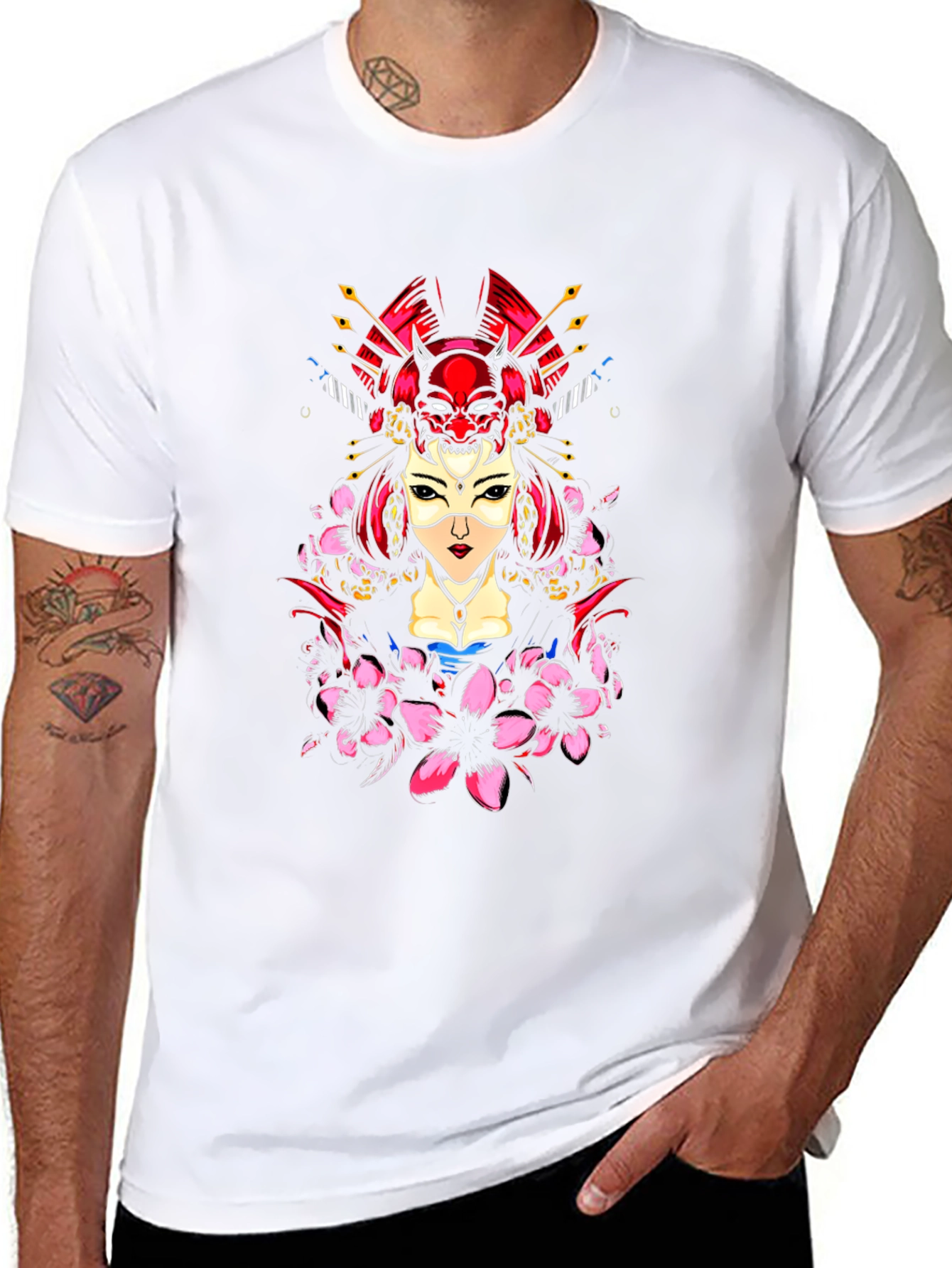 Geisha Oni Mask Graphic Tee - Black