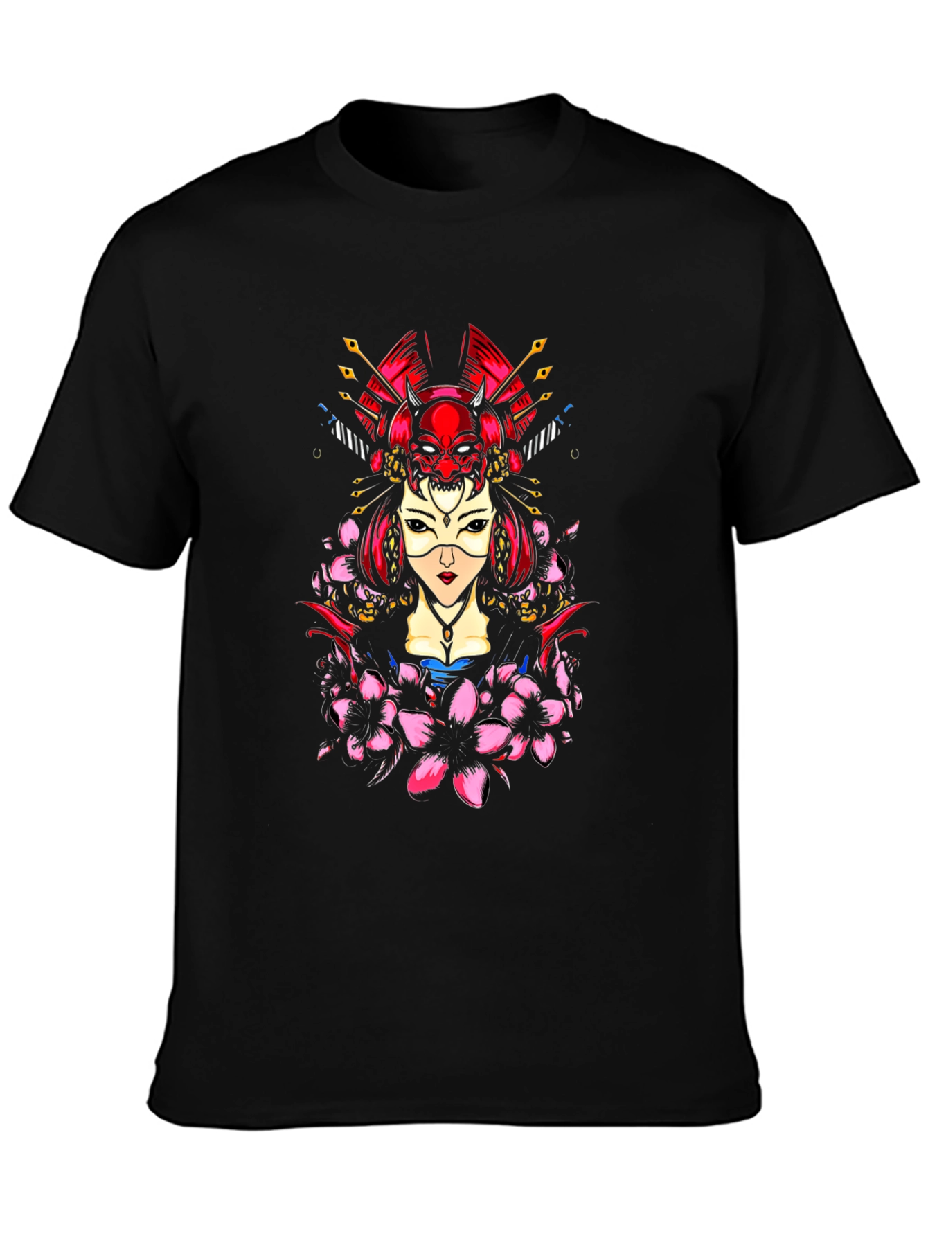 Geisha Oni Mask Graphic Tee - Black