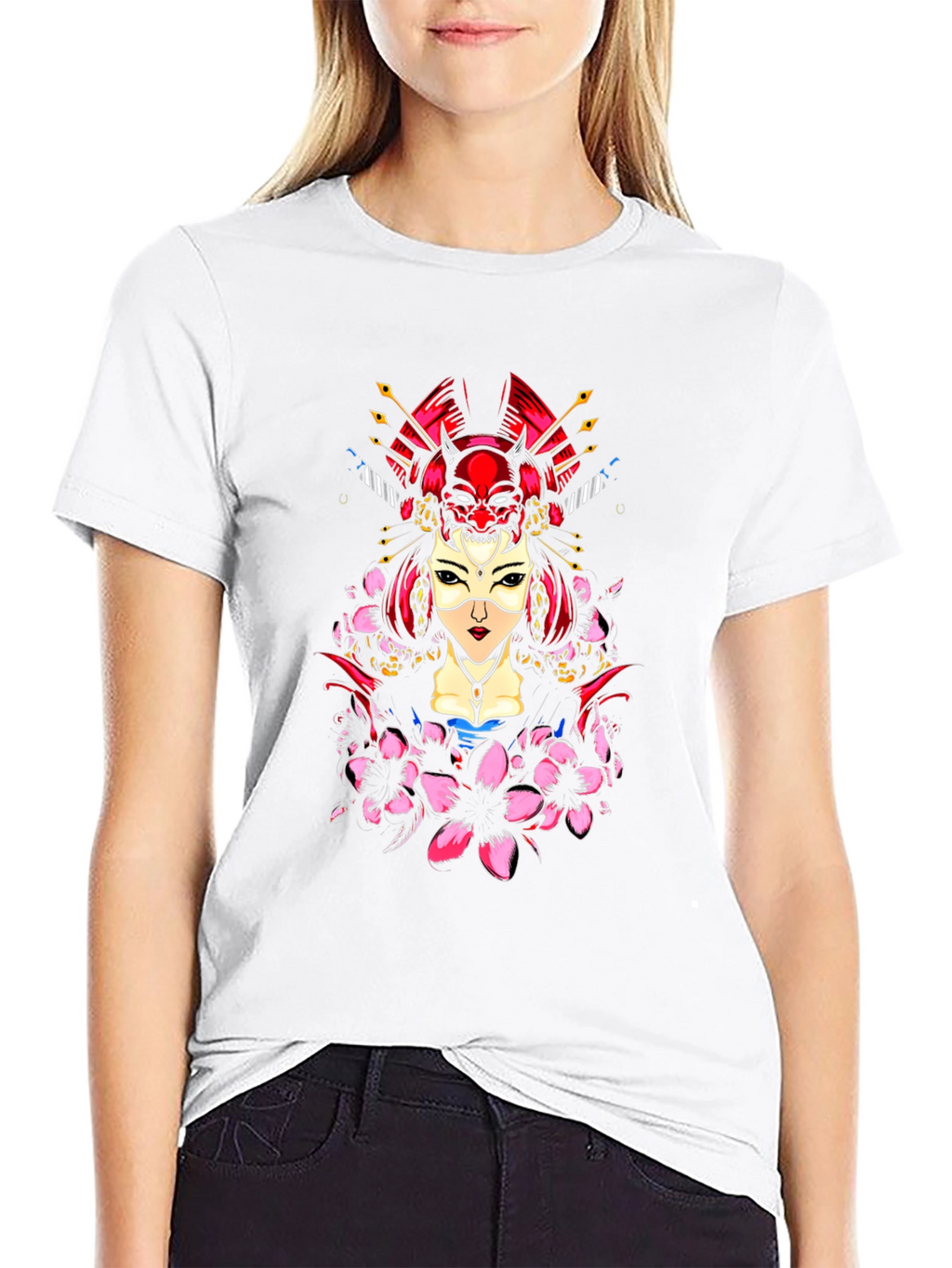 Geisha Oni Mask Graphic Tee - Black