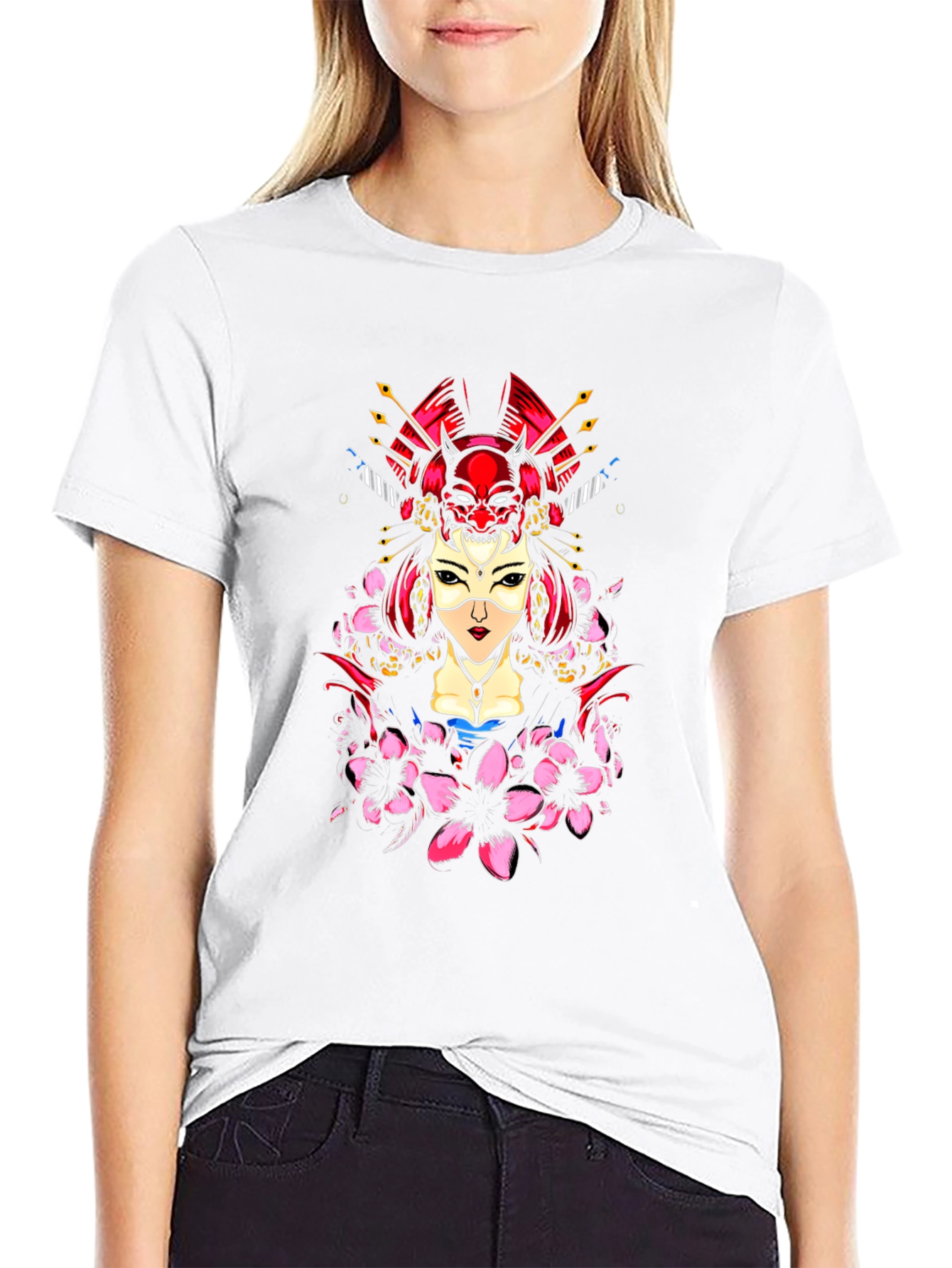 Geisha Oni Mask Graphic Tee - Black