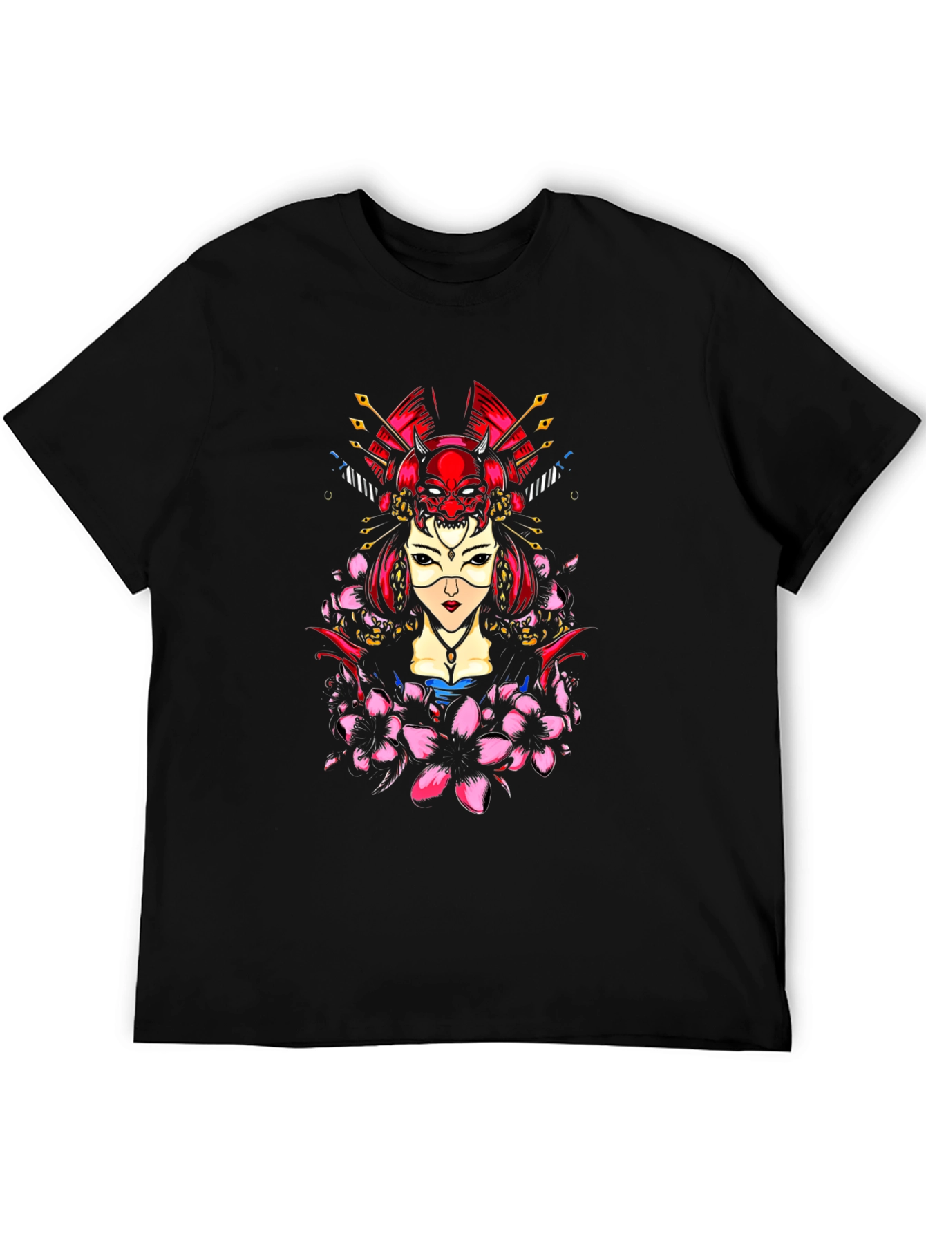 Geisha Oni Mask Graphic Tee - Black