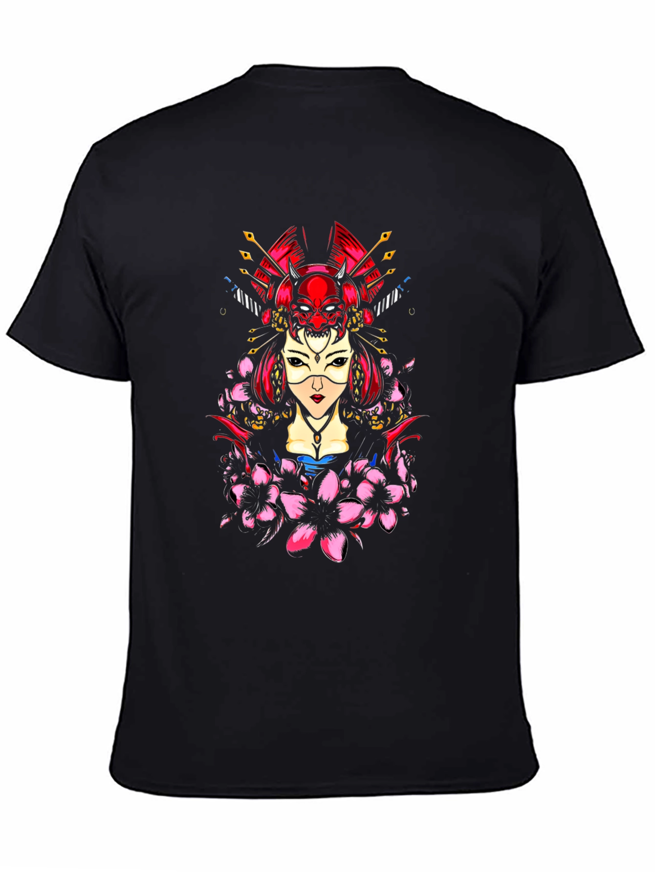 Geisha Oni Mask Graphic Tee - Black