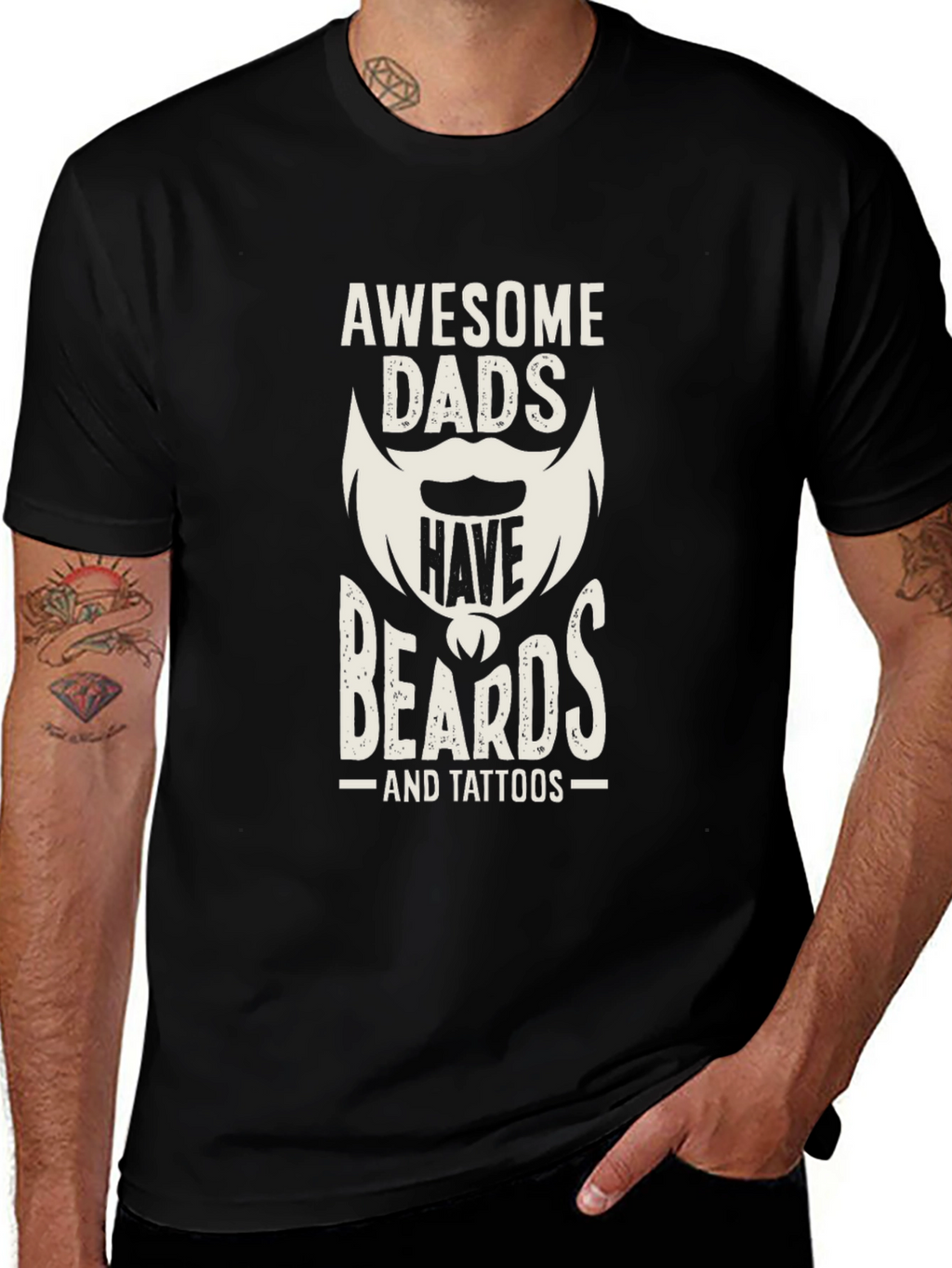 Awesome Dads Have Beards & Tattoos T-Shirt