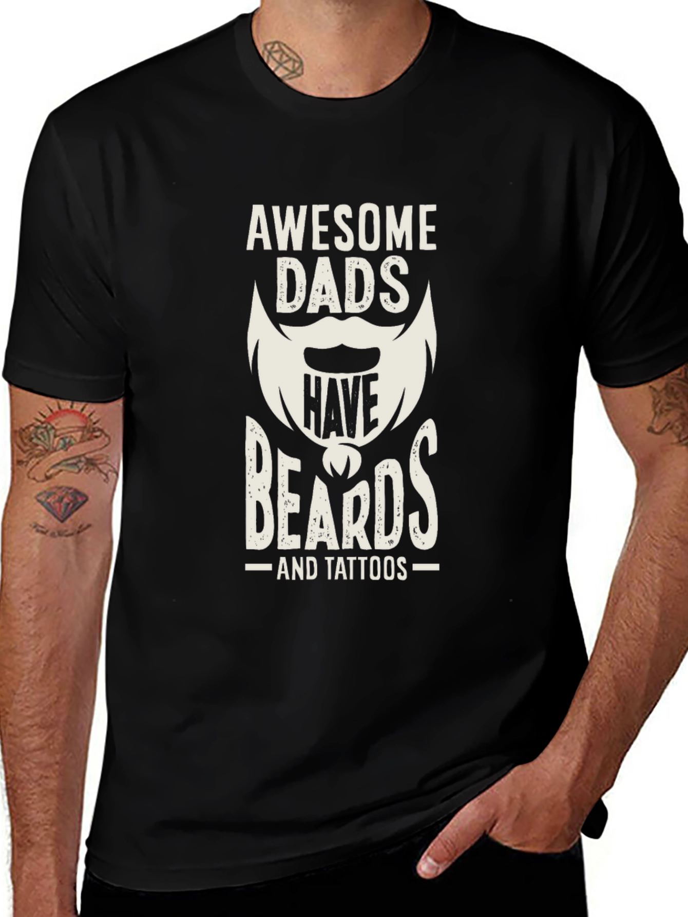 Awesome Dads Have Beards & Tattoos T-Shirt