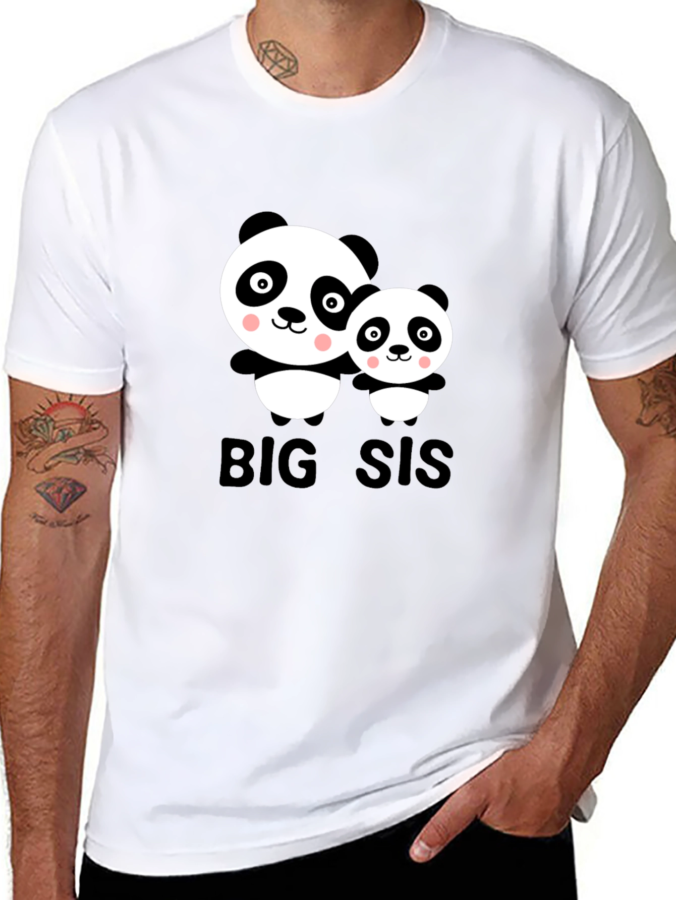 Big Sis Panda T-Shirt - Cute Family Matching Tee