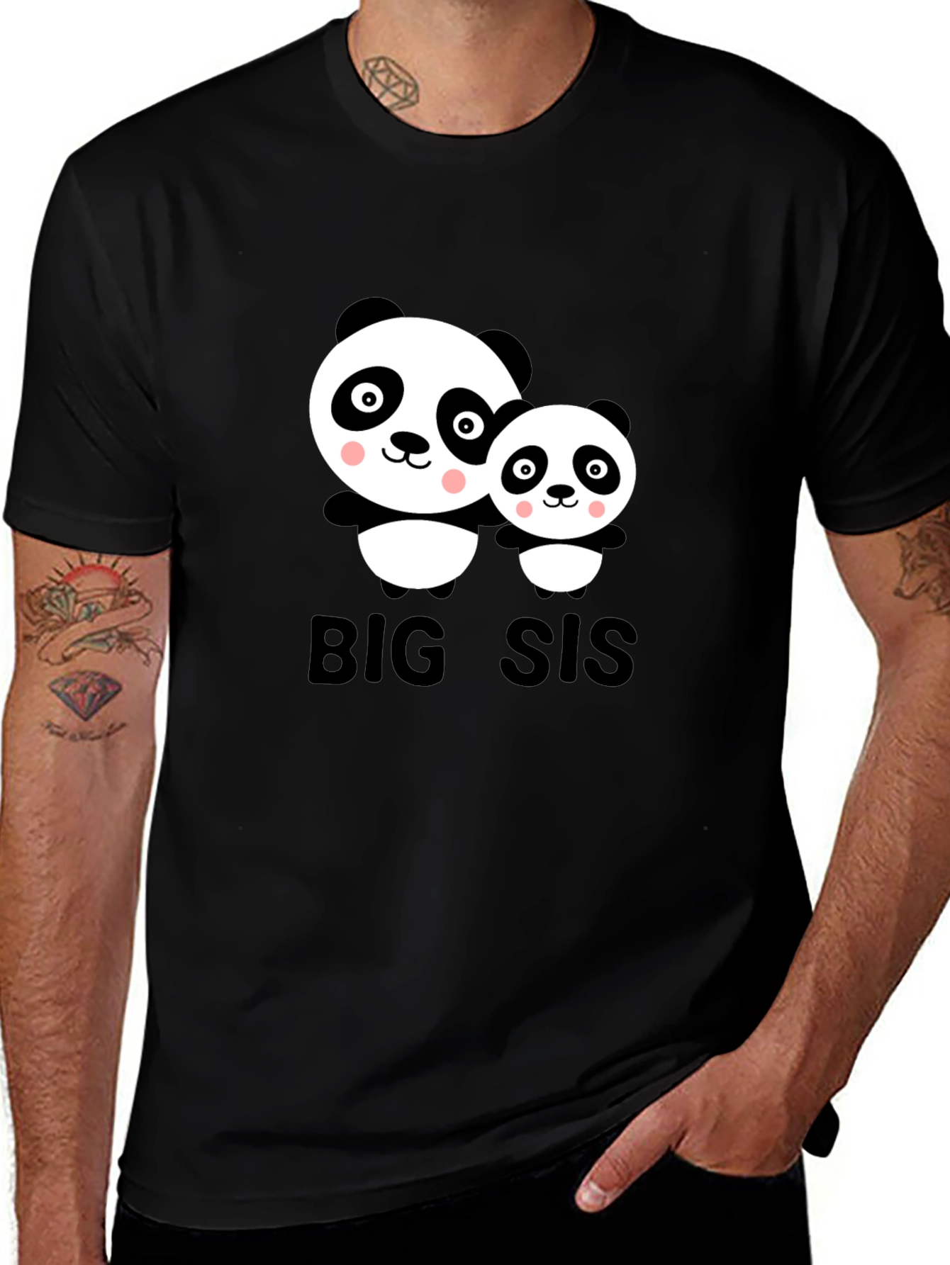 Big Sis Panda T-Shirt - Cute Family Matching Tee