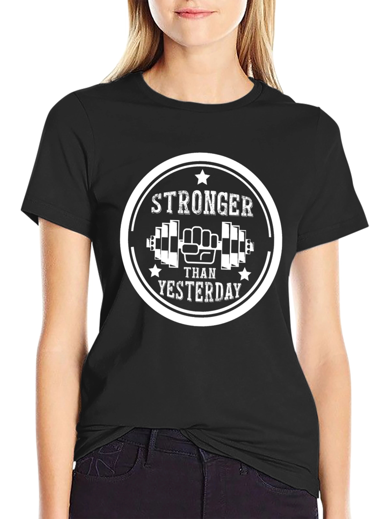 Stronger Than Yesterday Black Graphic Tee