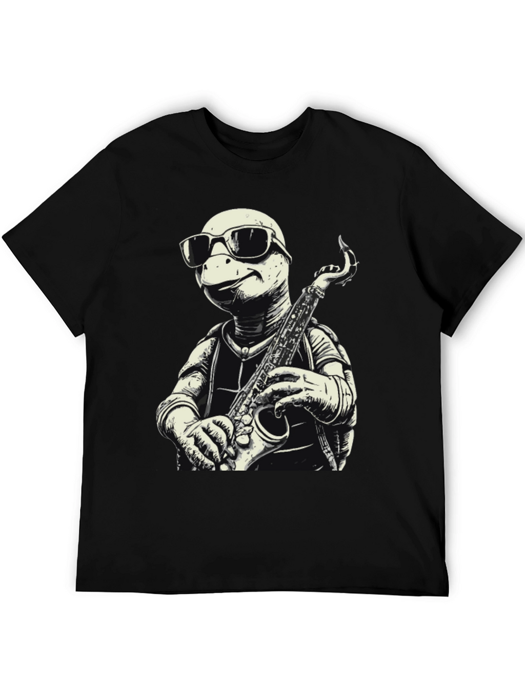 Cool Turtle Sax Player Graphic Tee