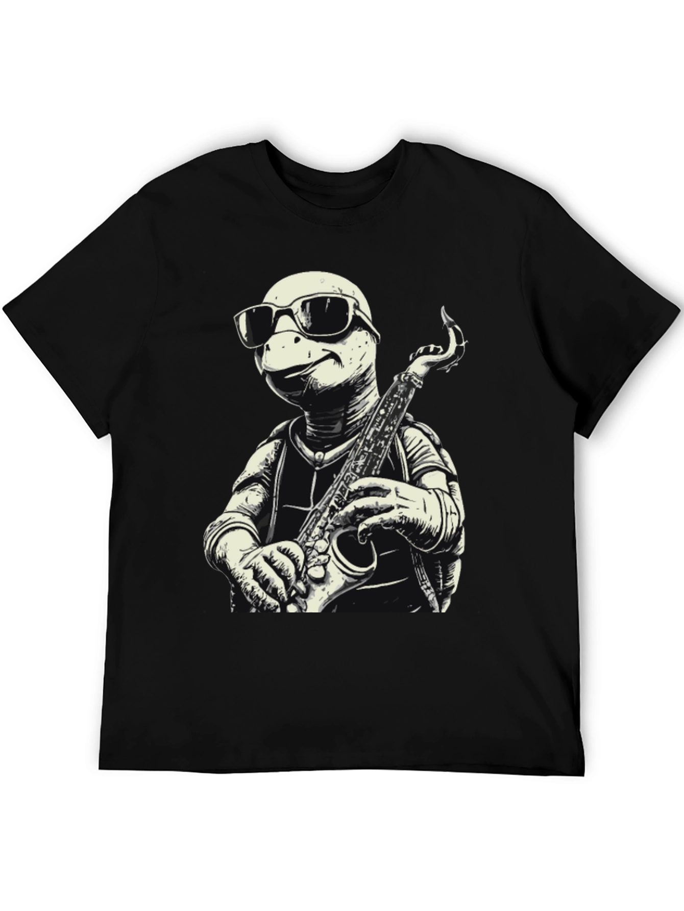 Cool Turtle Sax Player Graphic Tee