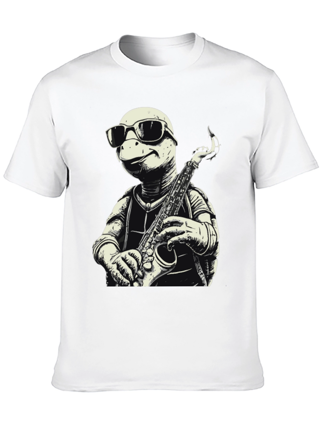 Cool Turtle Sax Player Graphic Tee