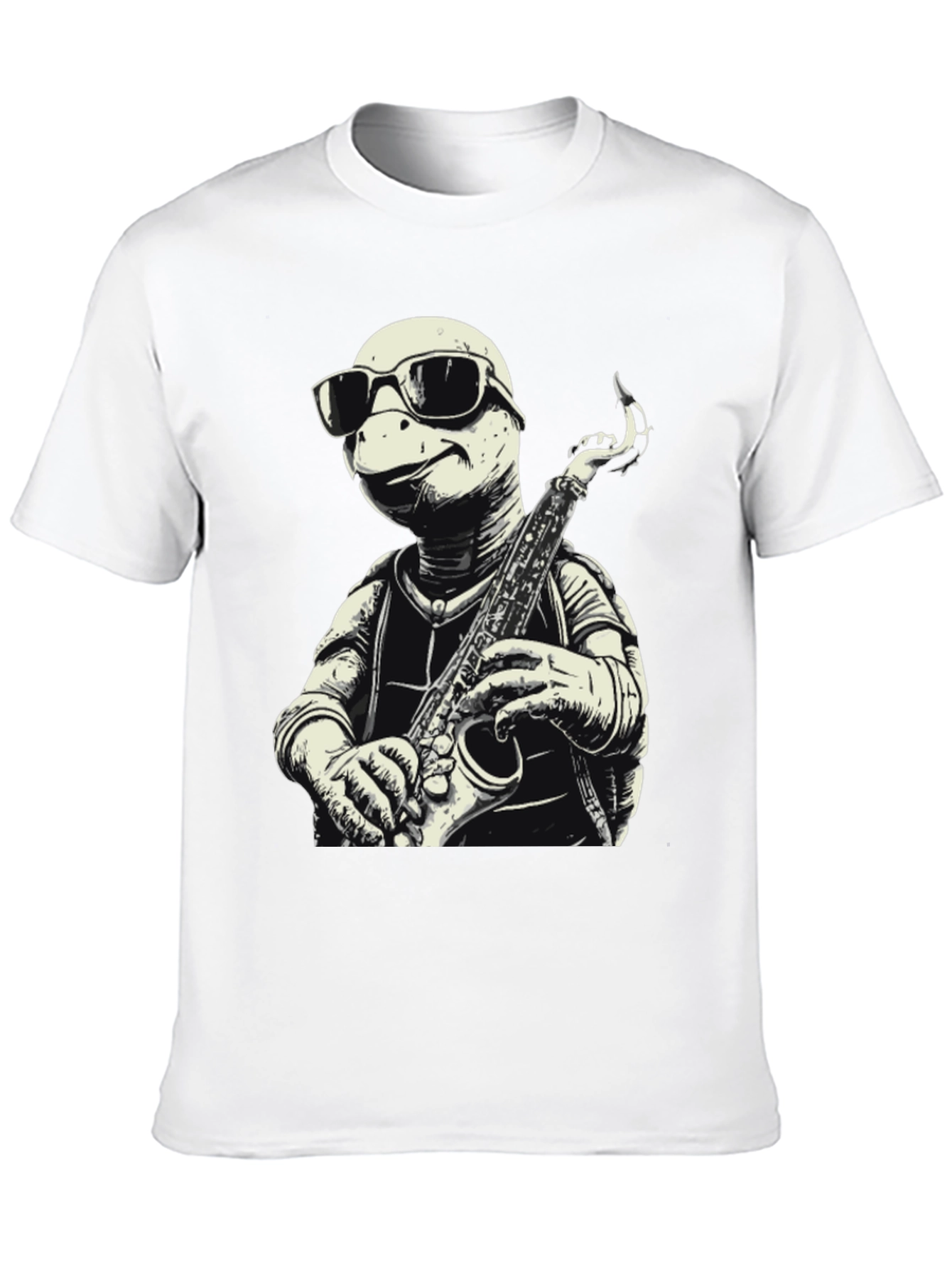 Cool Turtle Sax Player Graphic Tee