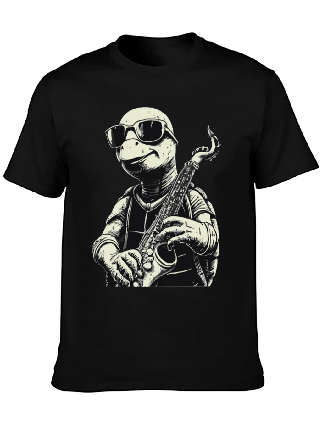 Cool Turtle Sax Player Graphic Tee