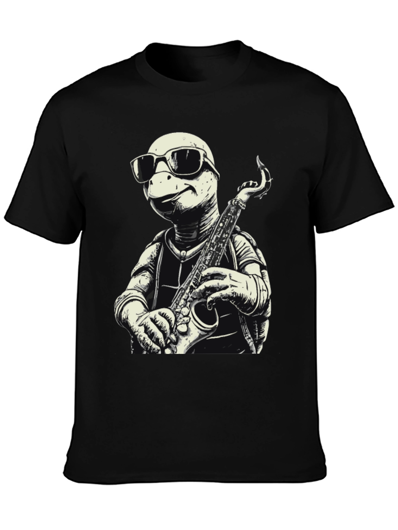 Cool Turtle Sax Player Graphic Tee