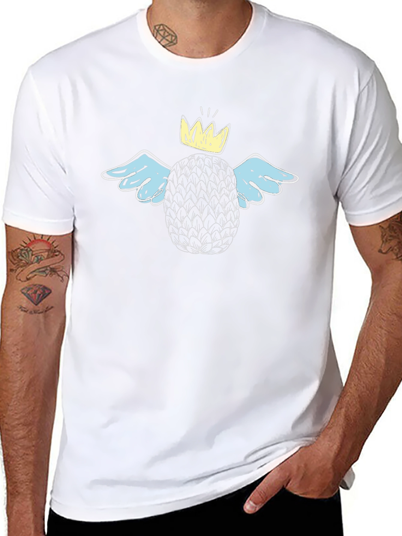 King Pineapple Graphic Tee - Trendy Black T-Shirt