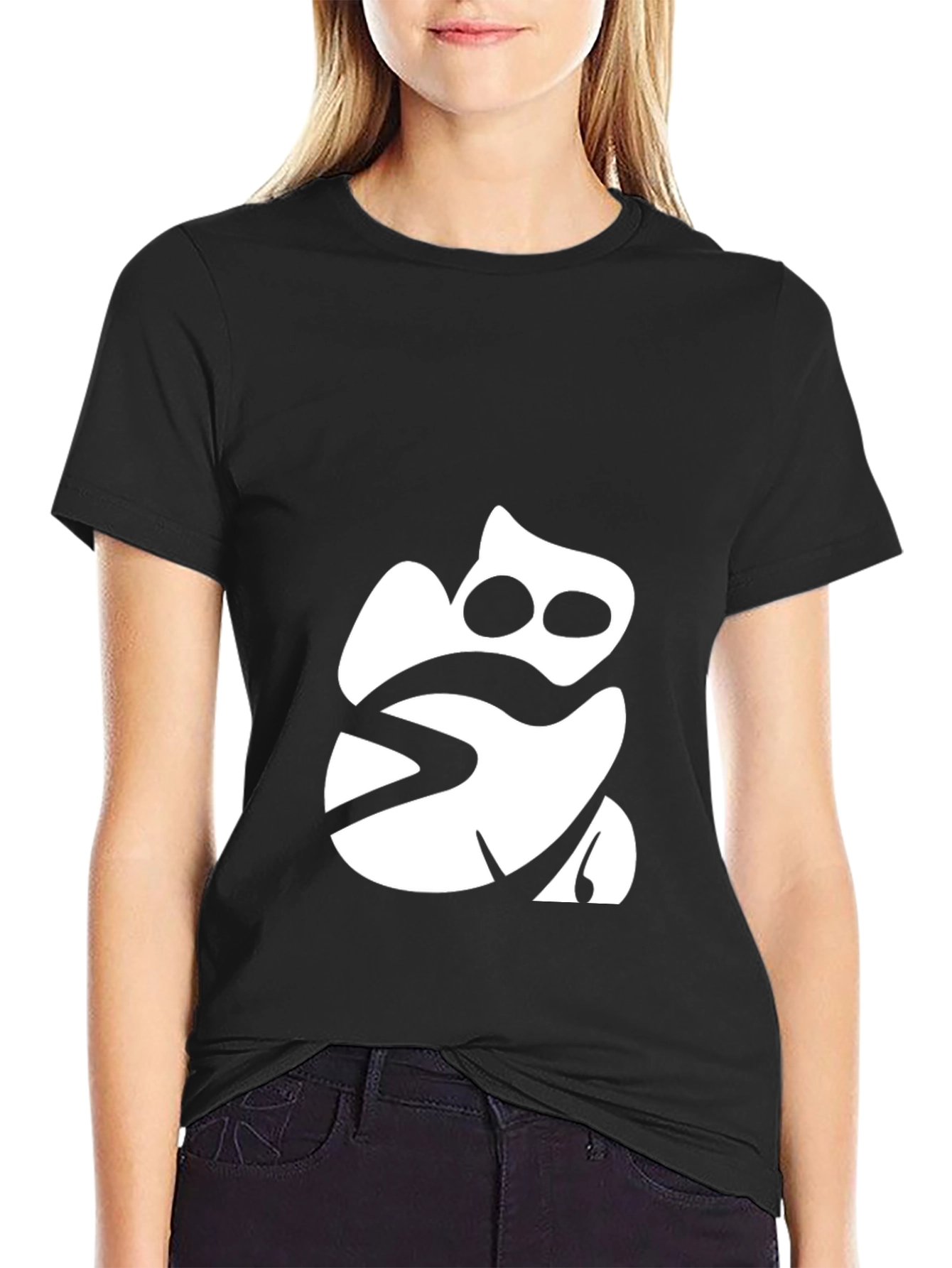 Modern Frog Graphic Tee - Black Cotton T-Shirt