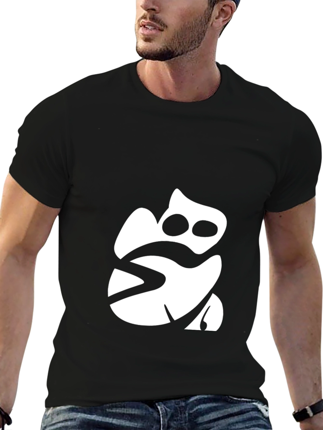 Modern Frog Graphic Tee - Black Cotton T-Shirt