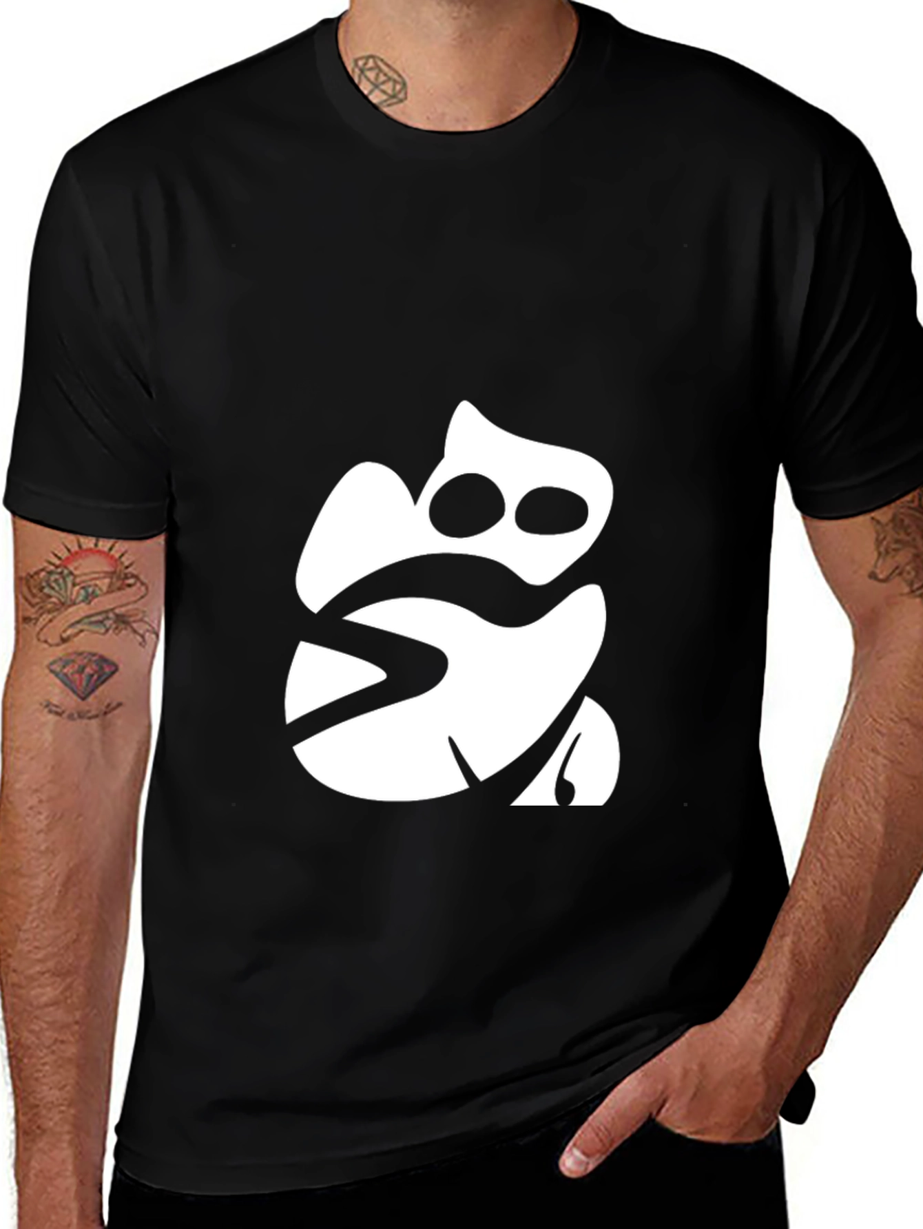 Modern Frog Graphic Tee - Black Cotton T-Shirt